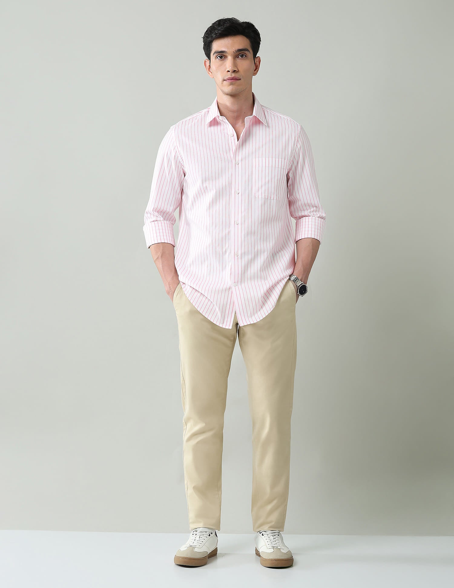 Statement Coded Vertical Striped Regular Fit Dobby Shirt