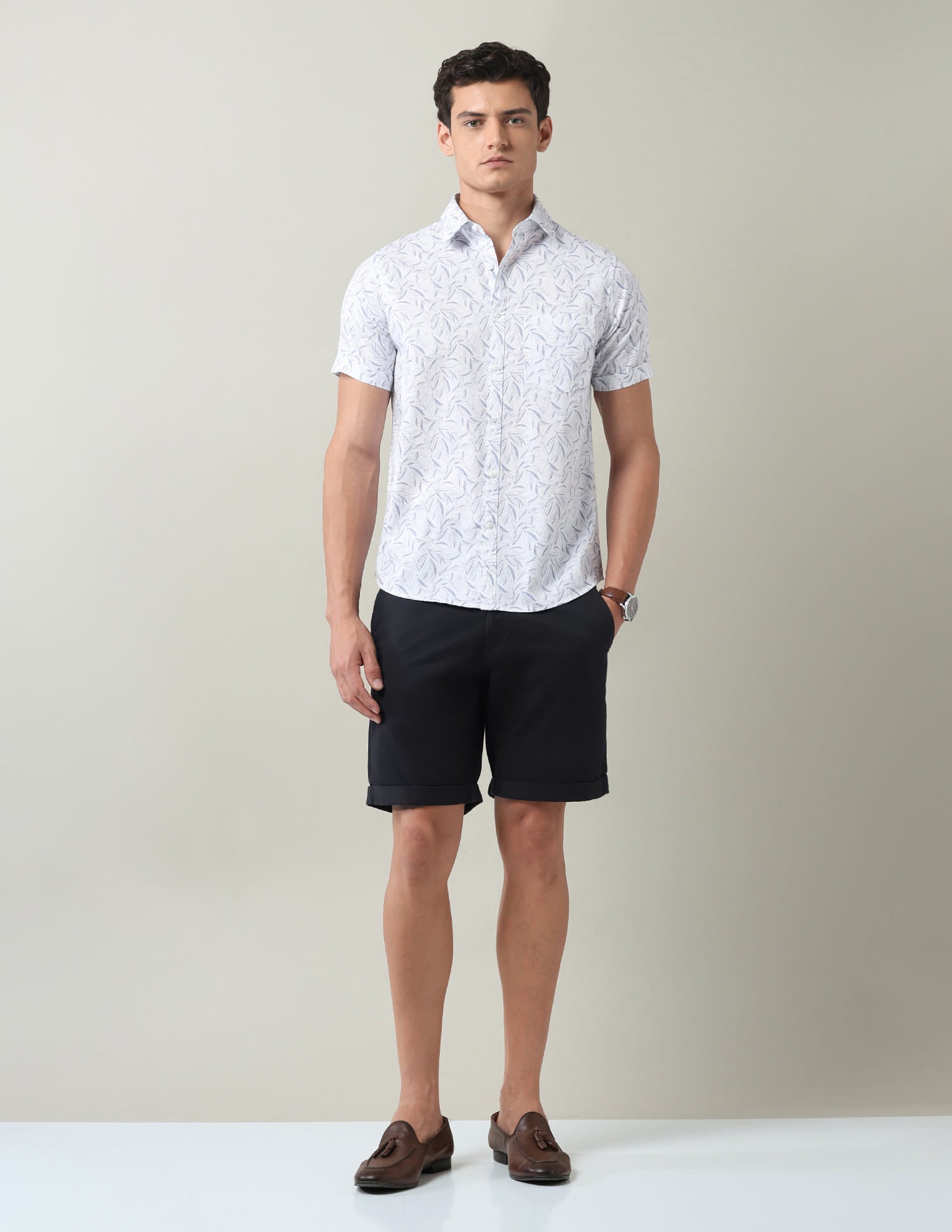 Everyday Luxe Floral Printed Slim Fit Twill Shirt