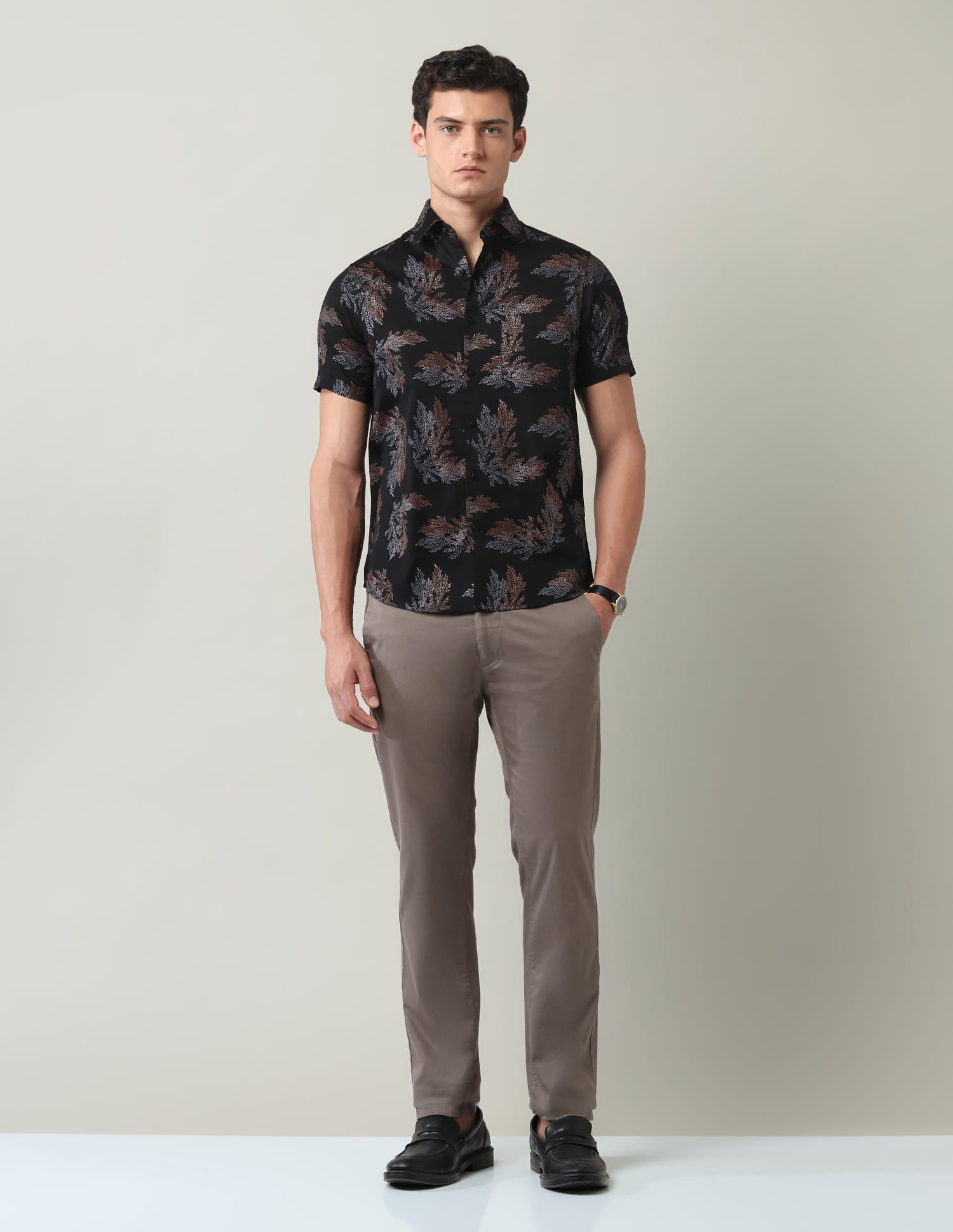 Everyday Luxe Floral Printed Slim Fit Twill Shirt