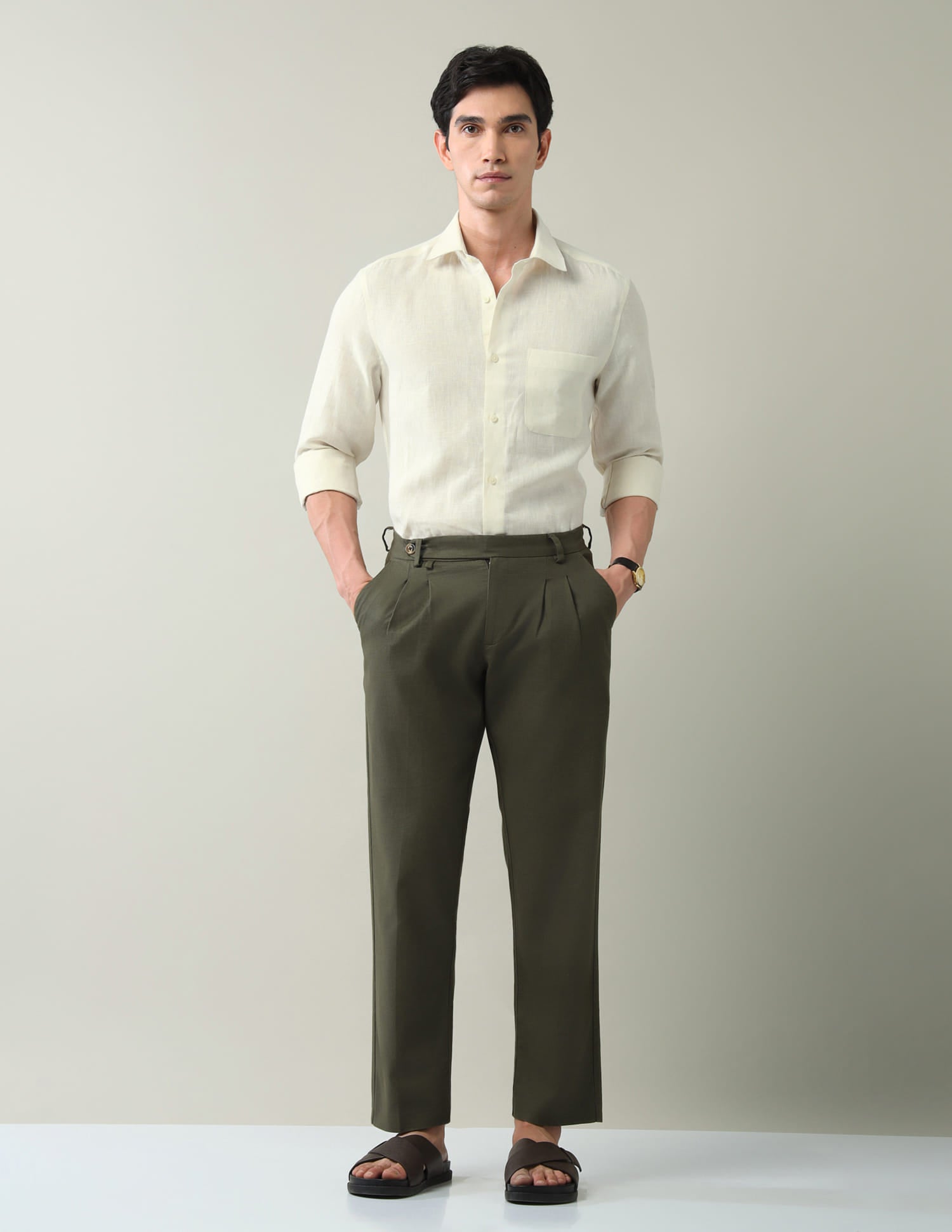 Forever Vogue Solid Regular Fit Linen Shirt