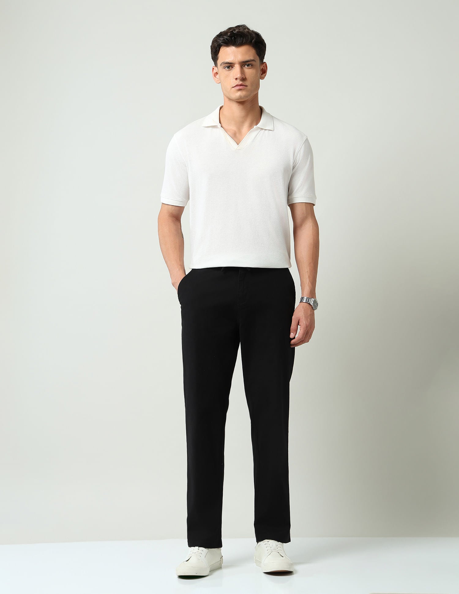 Work Essential mid Rise Regular Fit Trousers