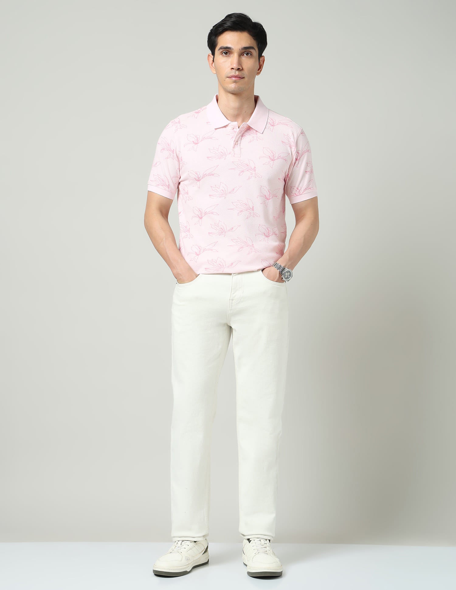 Vogue Fit Floral Printed Slim Fit Polo Shirt