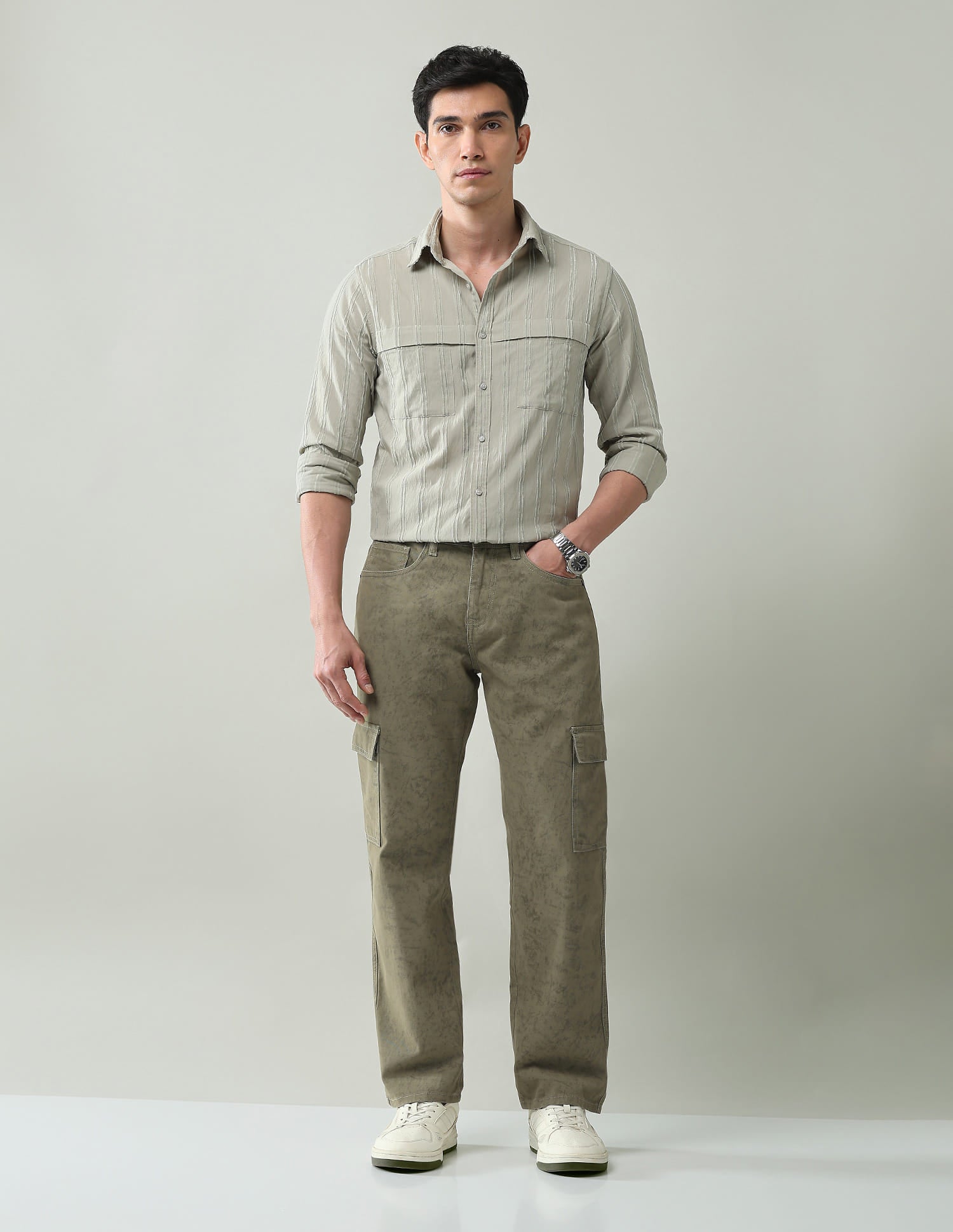 Textured Comfort Fit Cargos