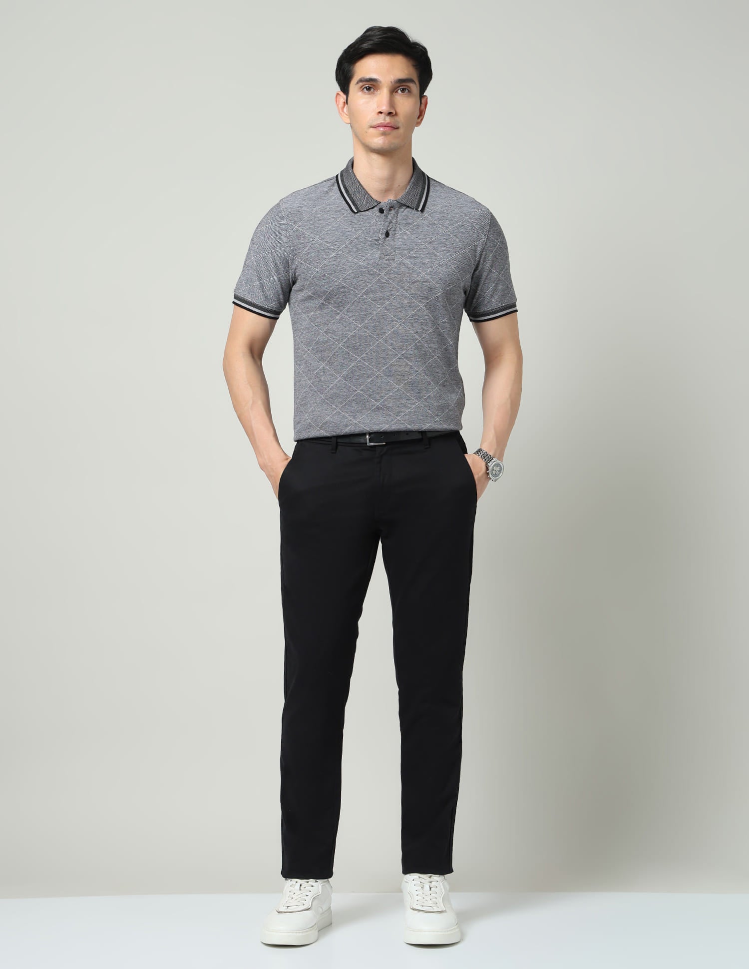 Vintage Cool Geometric Print Slim Fit Polo Shirt