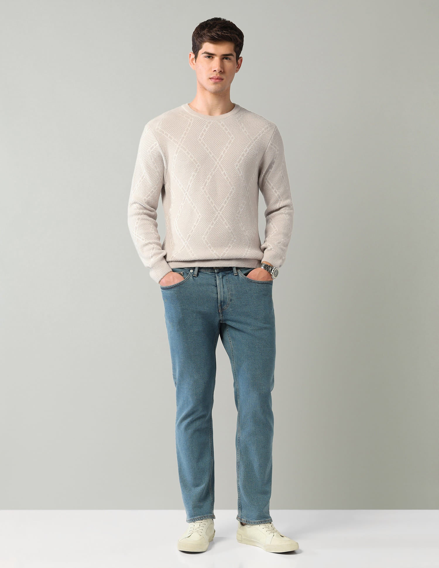 Geometric-Patterned-Regular-Fit-Sweater