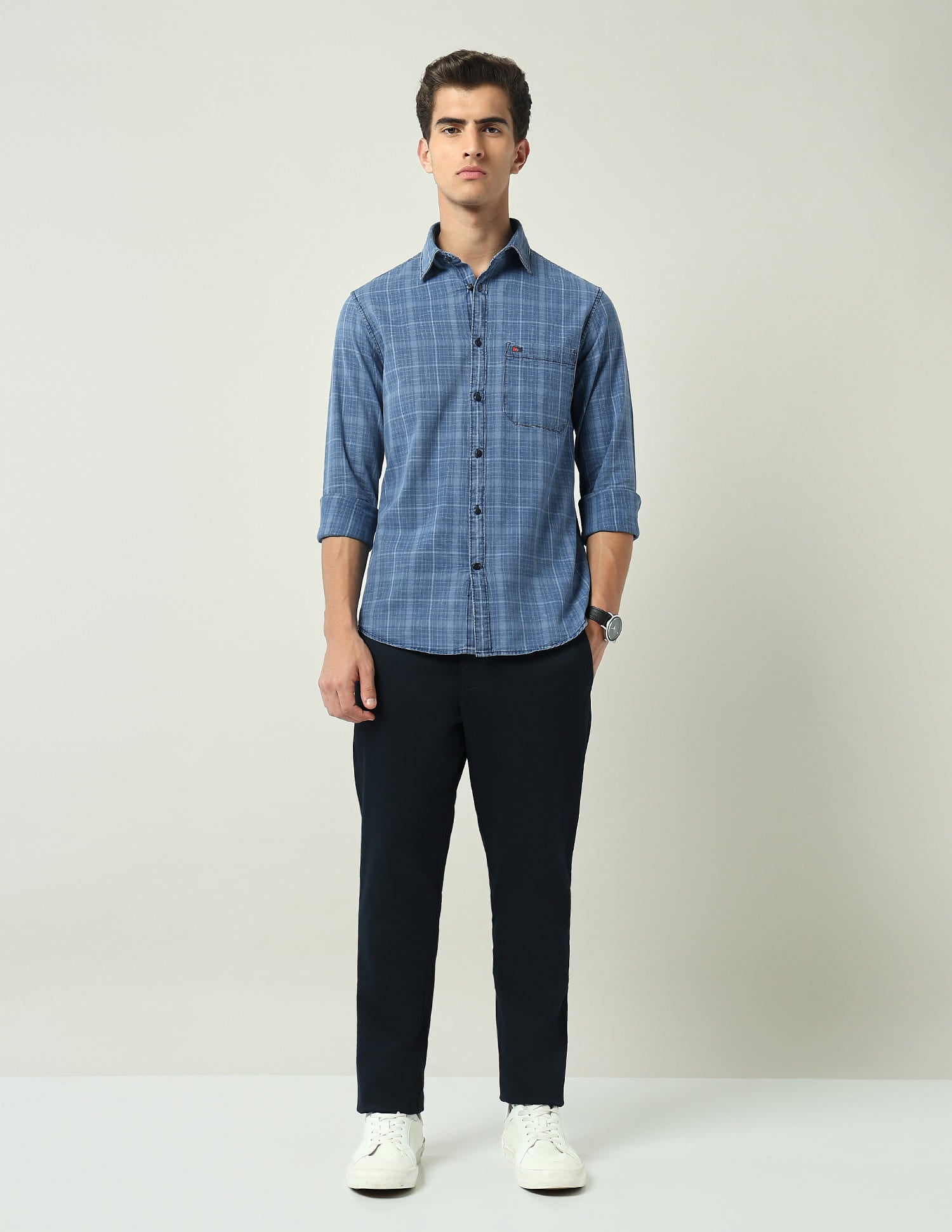City Chronicles Modern Slim Fit Tartan Checked Shirt