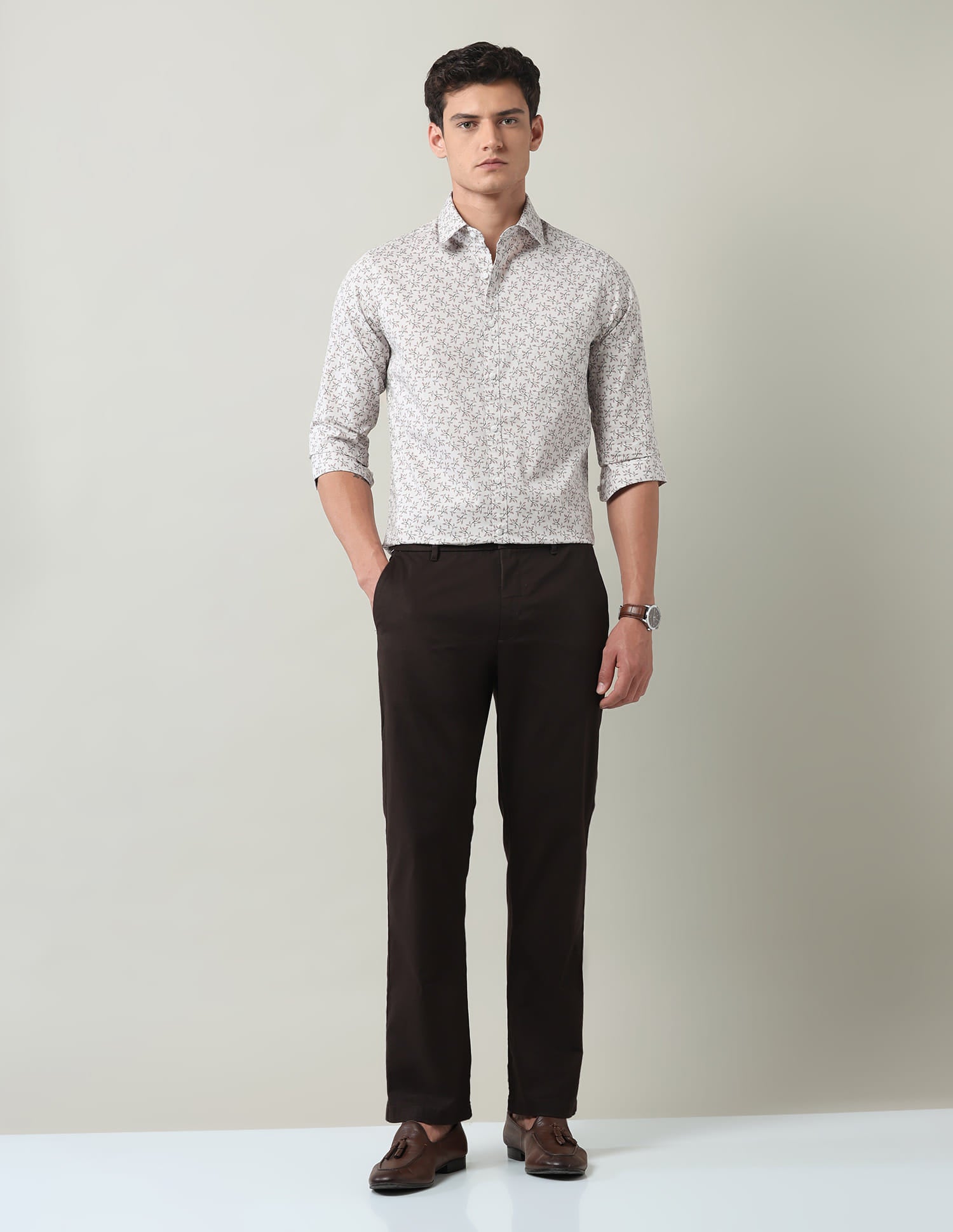 Everyday Luxe Floral Printed Slim Fit Twill Shirt