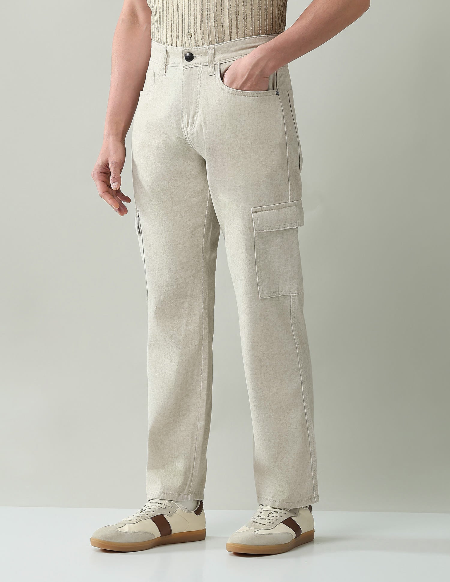 Textured Comfort Fit Cargos