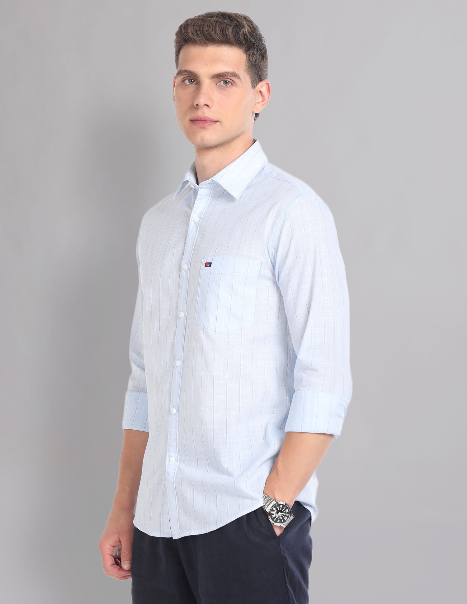 Regular & Vertical Stripe Pure Cotton Summer Shirt