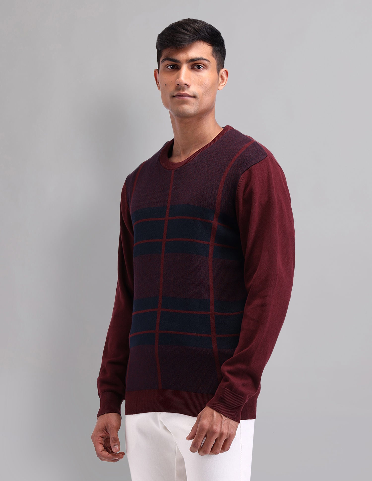 Elevated Essential Modern Slim Fit Patterned Knit Sweater