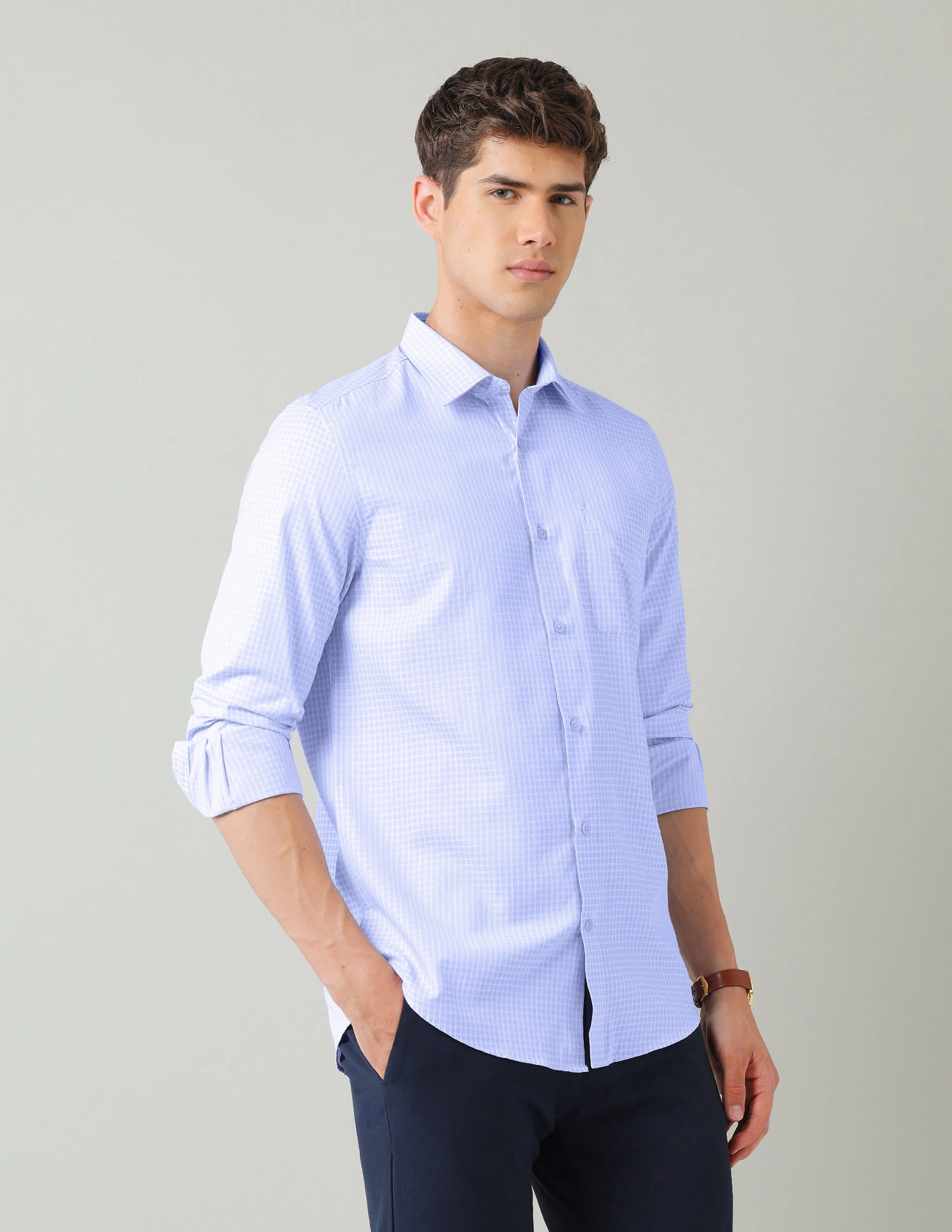 Micro Checked Dobby Weave Regular Fit Shirt