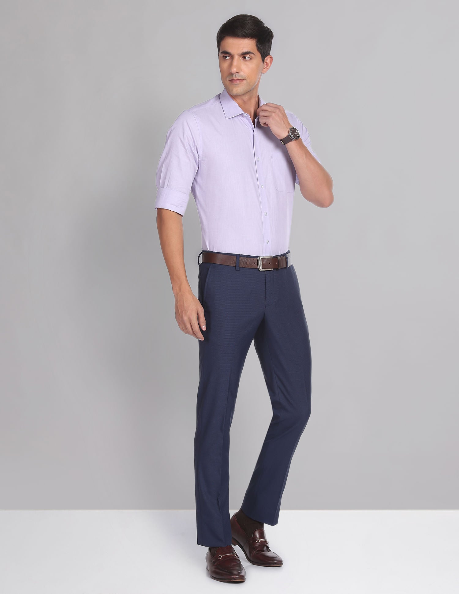 Sophisticated Edge Horizontal Stripe Smart Flex Trousers