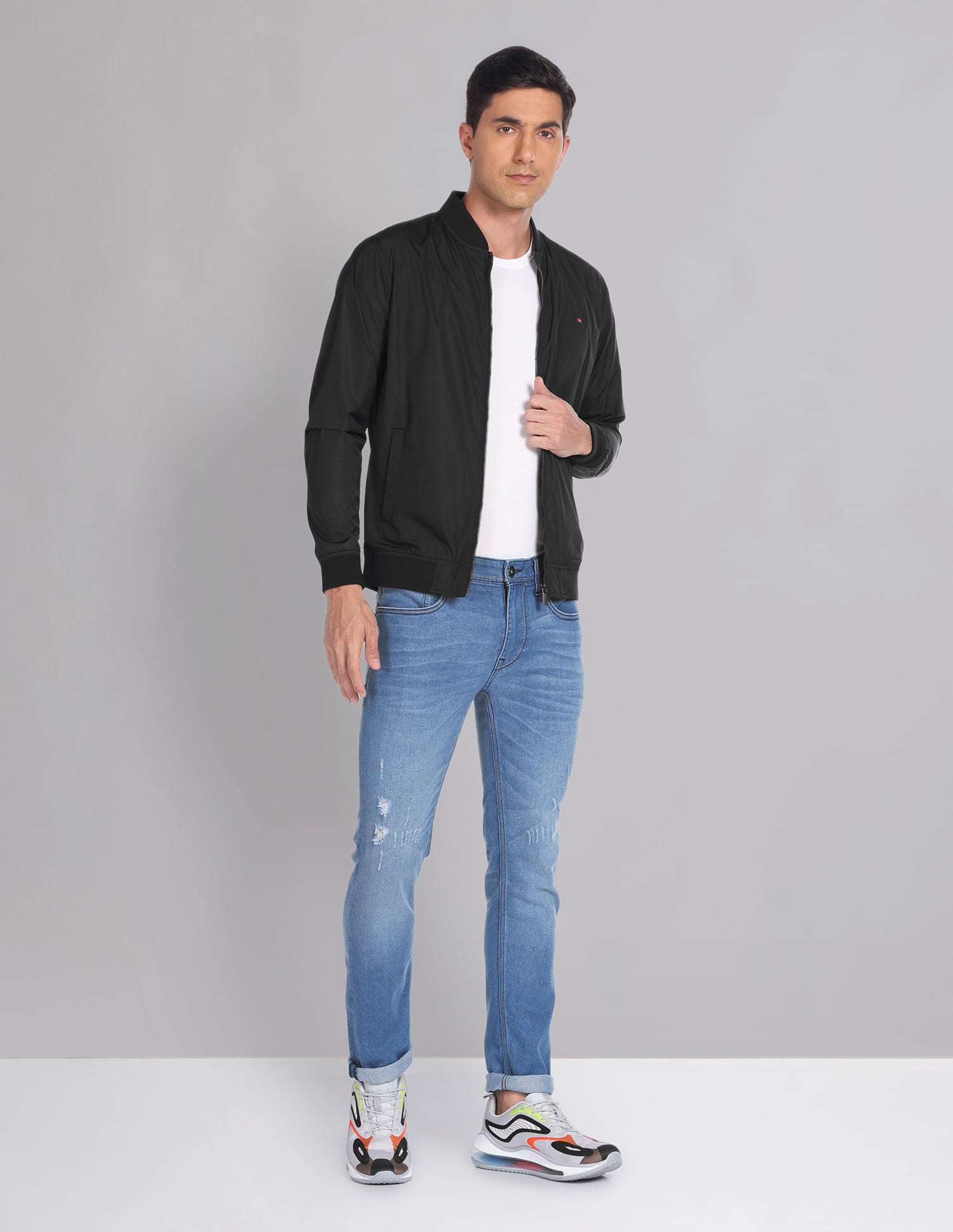 Travel Friendly Solid Foldable Bomber Jacket