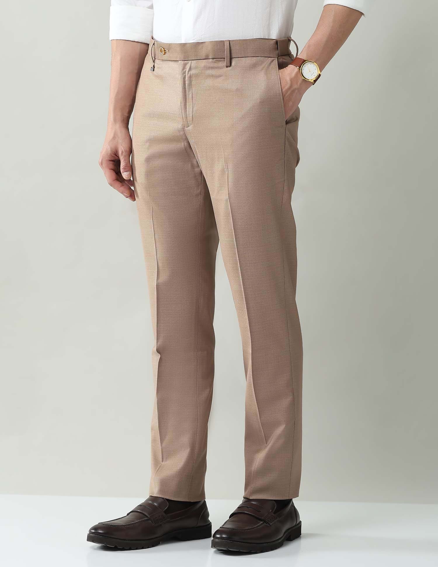 Solid Mid Rise Regular Fit Trousers