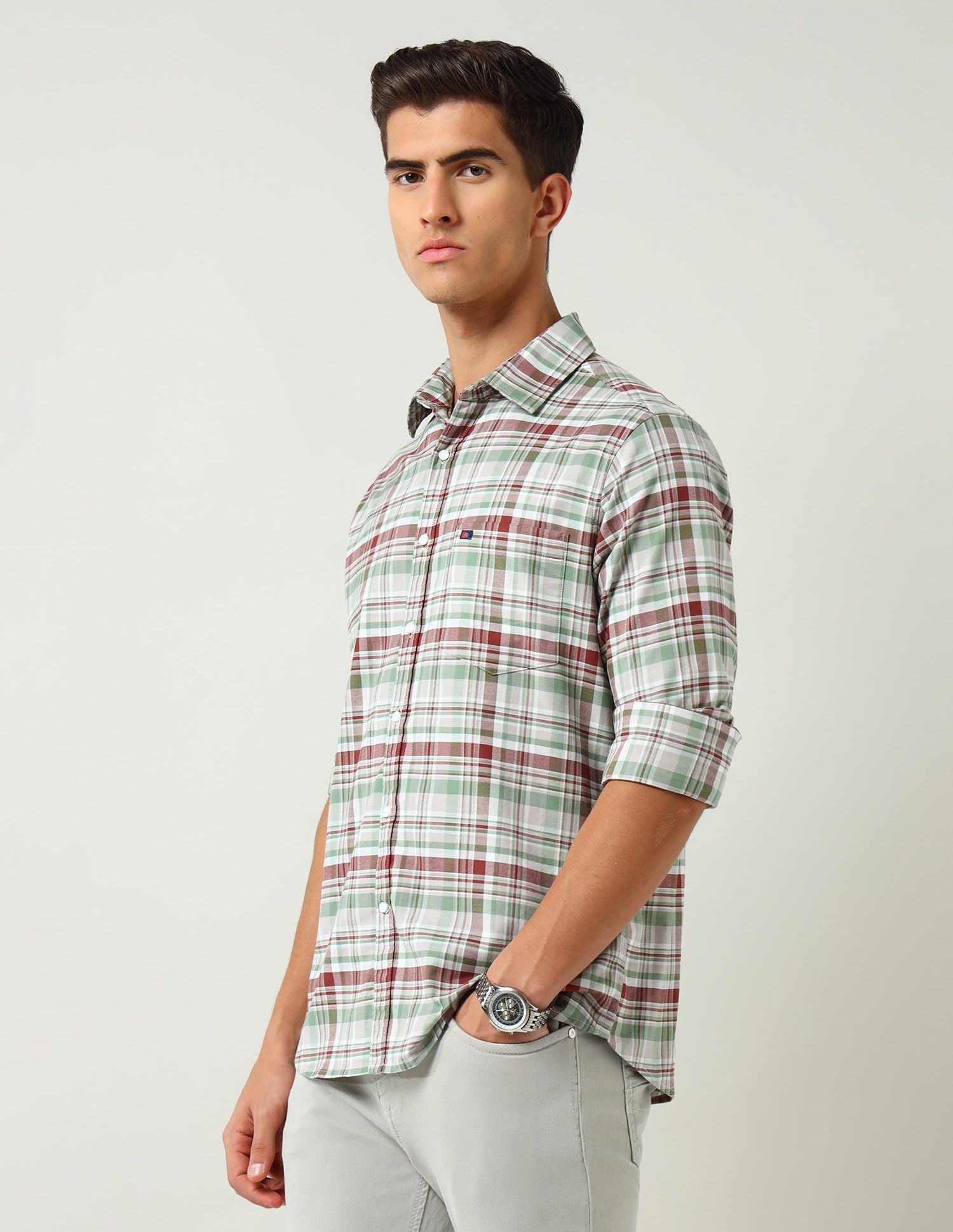 City Chronicles Modern Slim Fit Tartan Checked Shirt