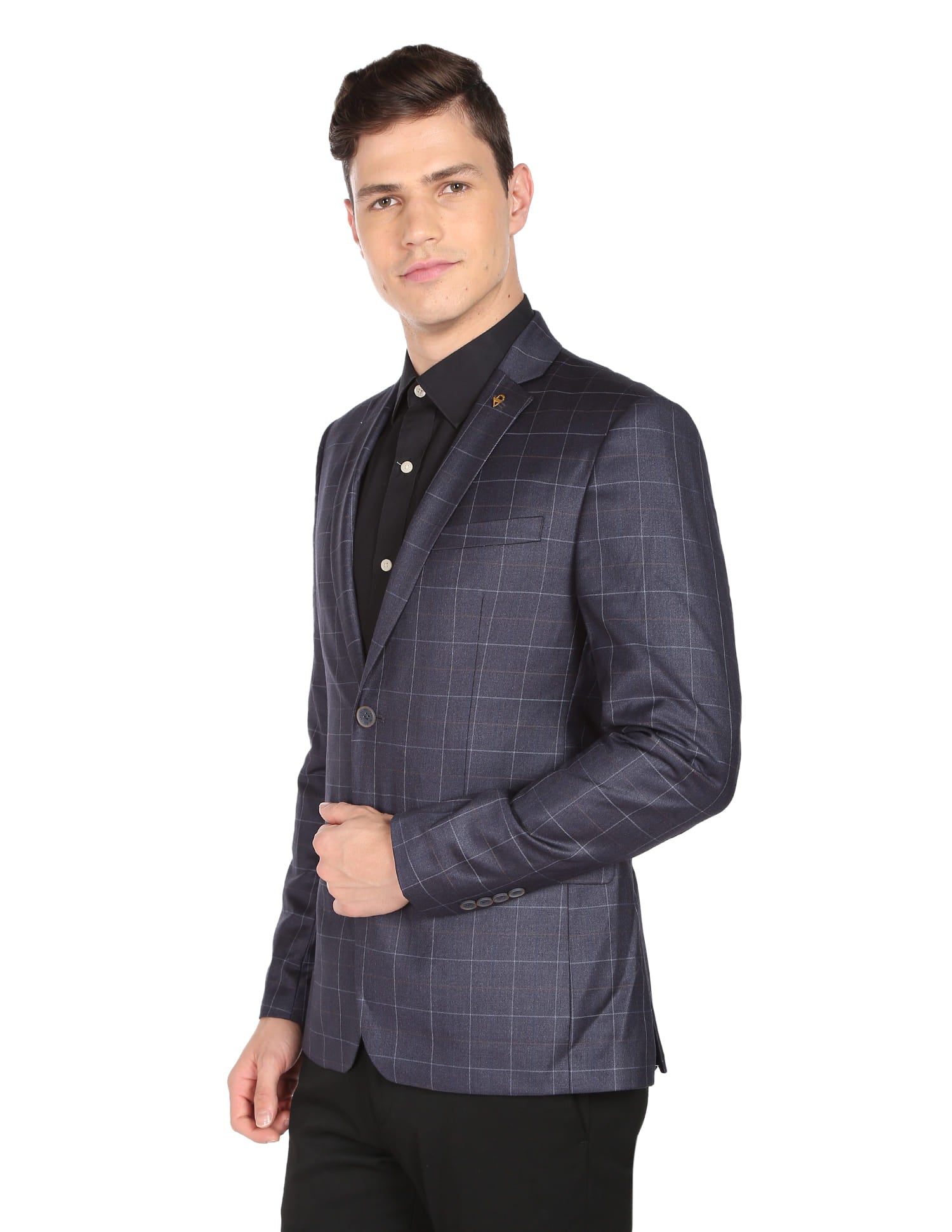 Windowpane Check Twill Weave Blazer