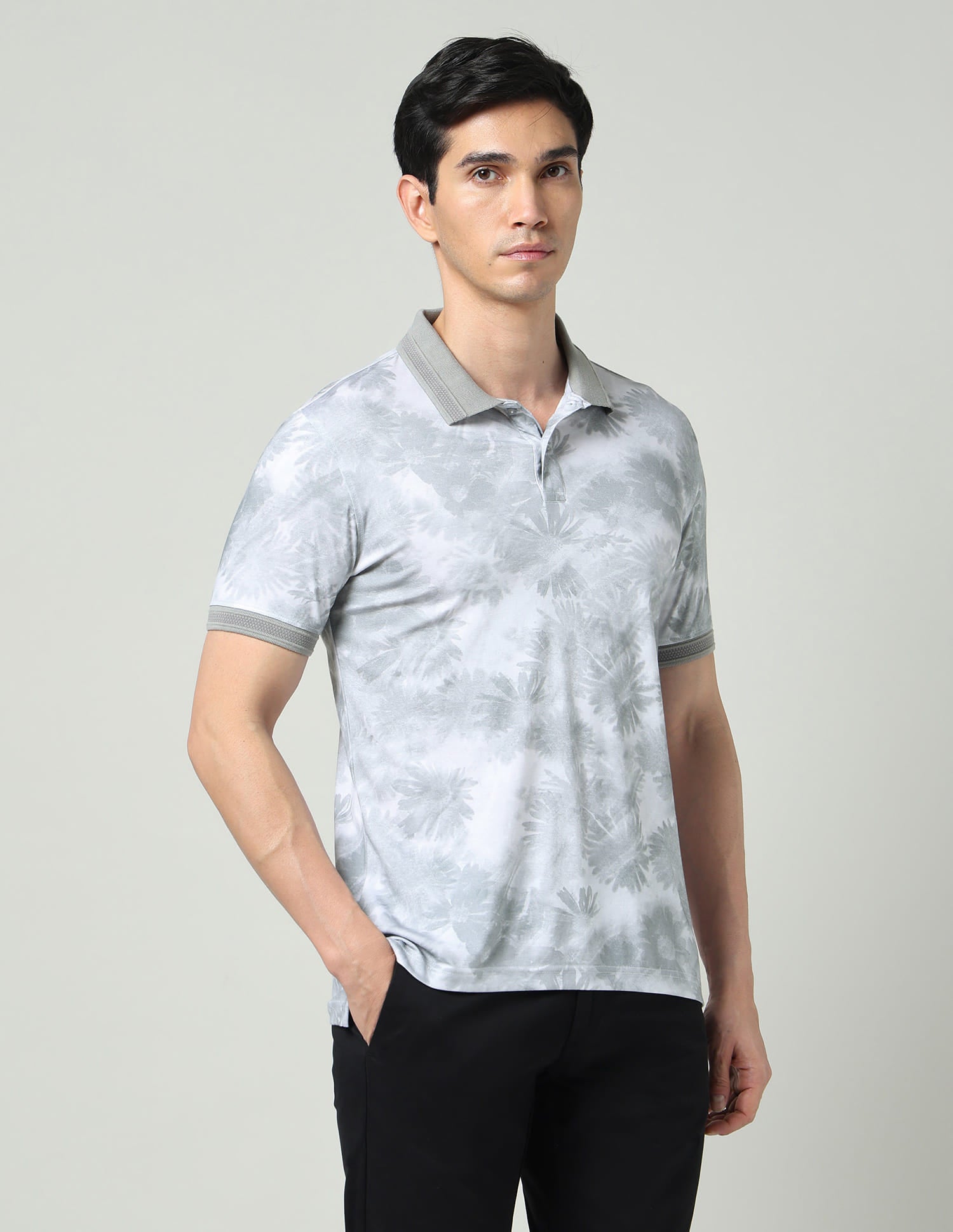 Vogue Fit Floral Printed Slim Fit Polo Shirt