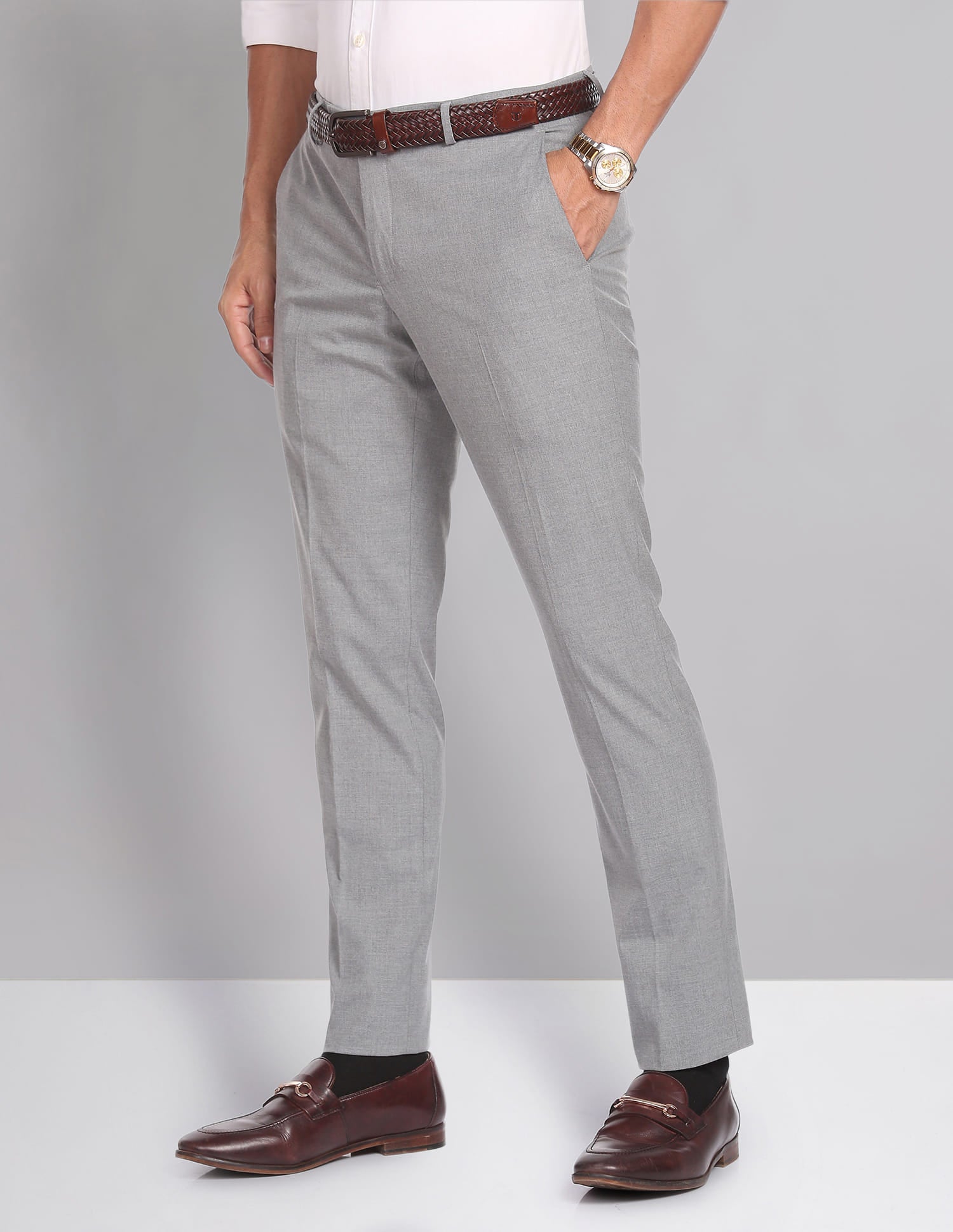 Stylish Smart Waist Heathered Formal Trousers