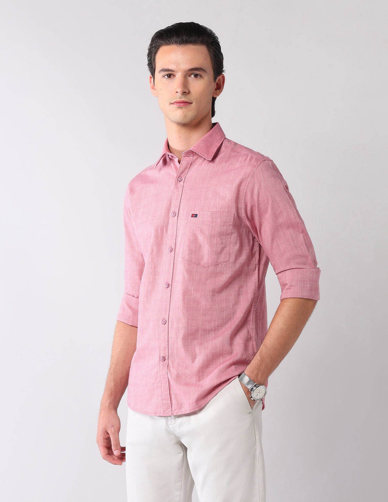 Corporate Ready Modern Slim Fit Self-Design Shirt
