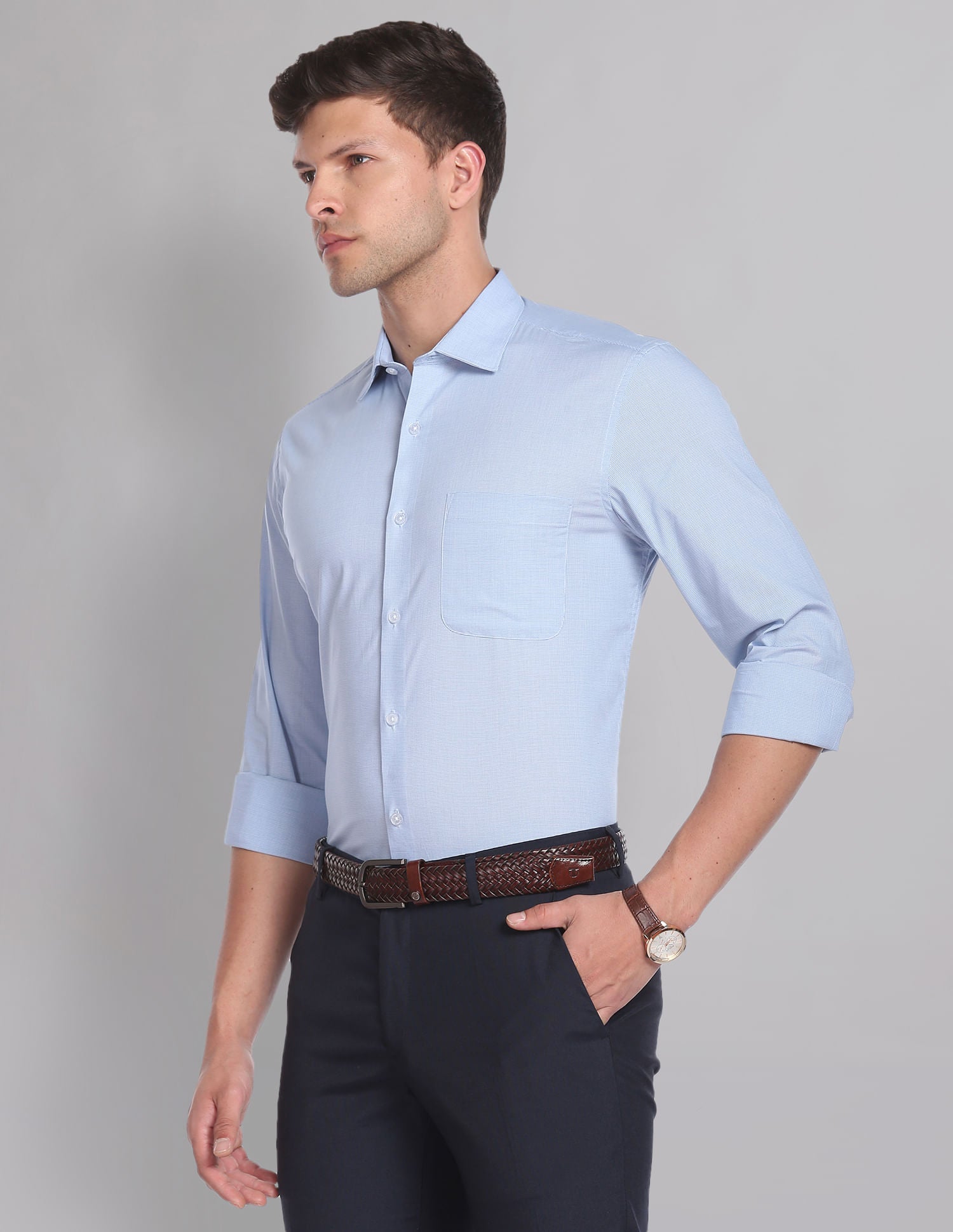 Vogue Micro Check Everlast Press Dobby Formal Shirt