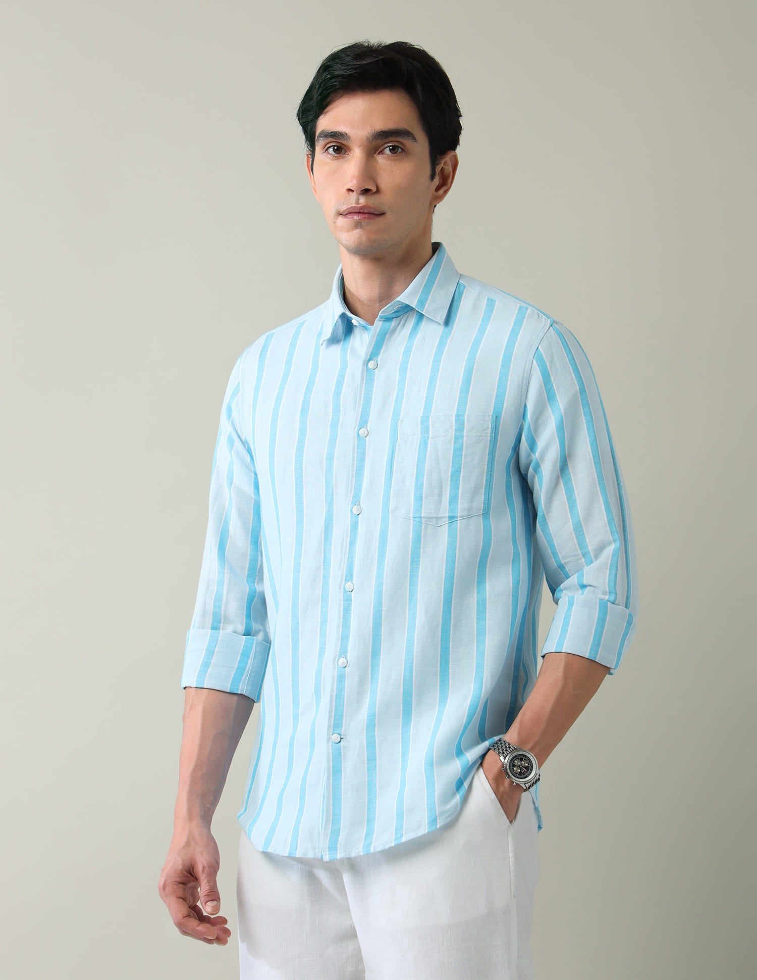 Classic Vertical Striped Slim Fit Shirt