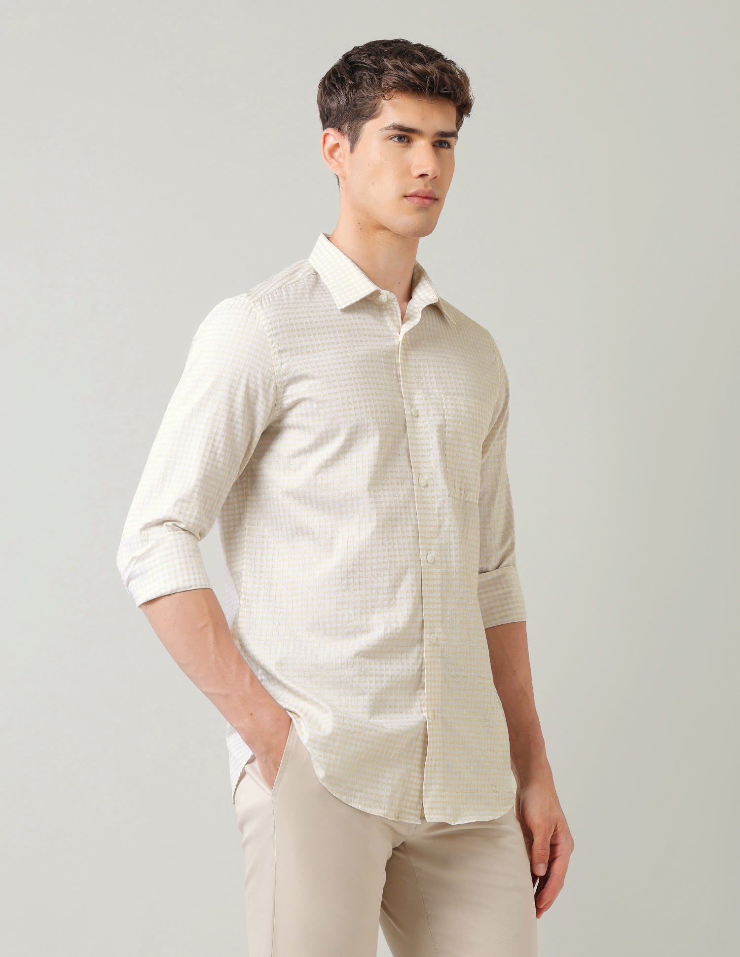 Vertical Striped Dobby Weave Regular Fit Shirt