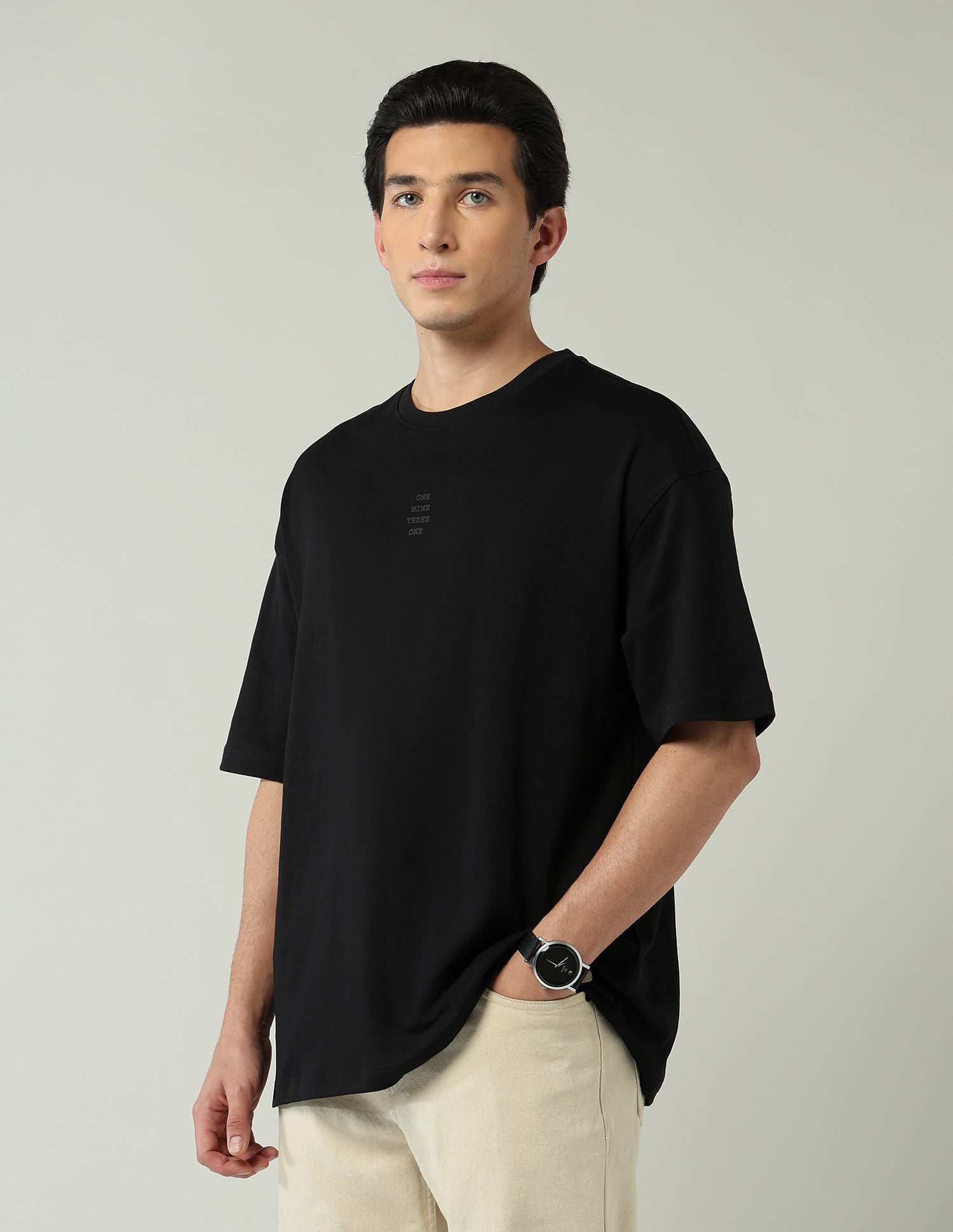 Street-Style Oversized Fit Solid T-Shirt
