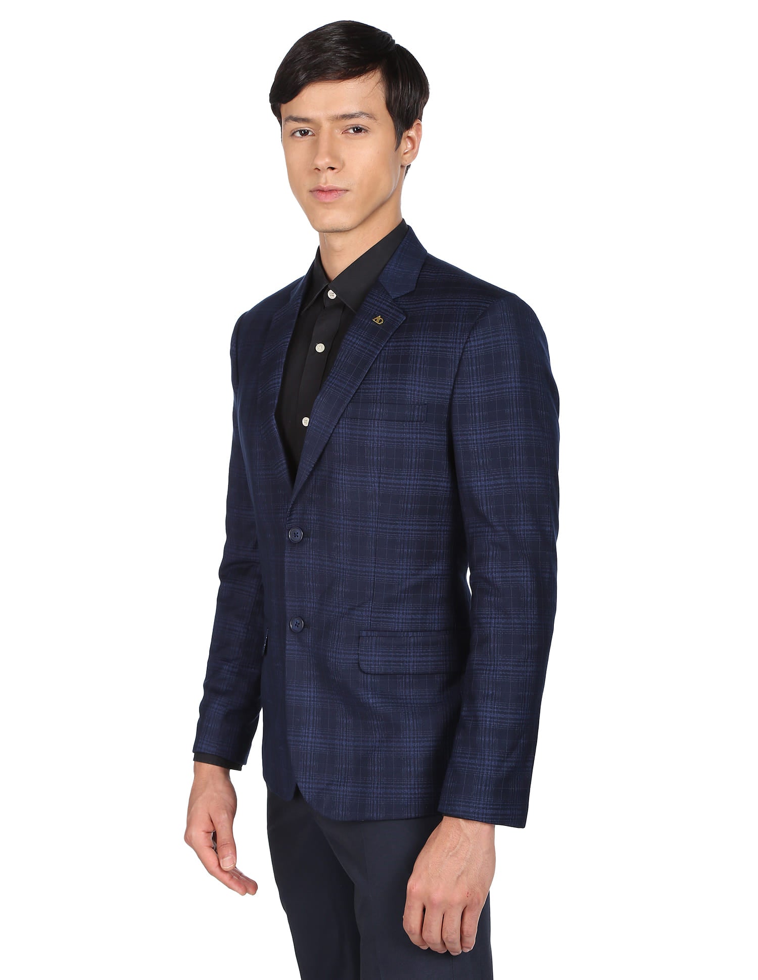 Patterned Weave Tartan Check Formal Blazer