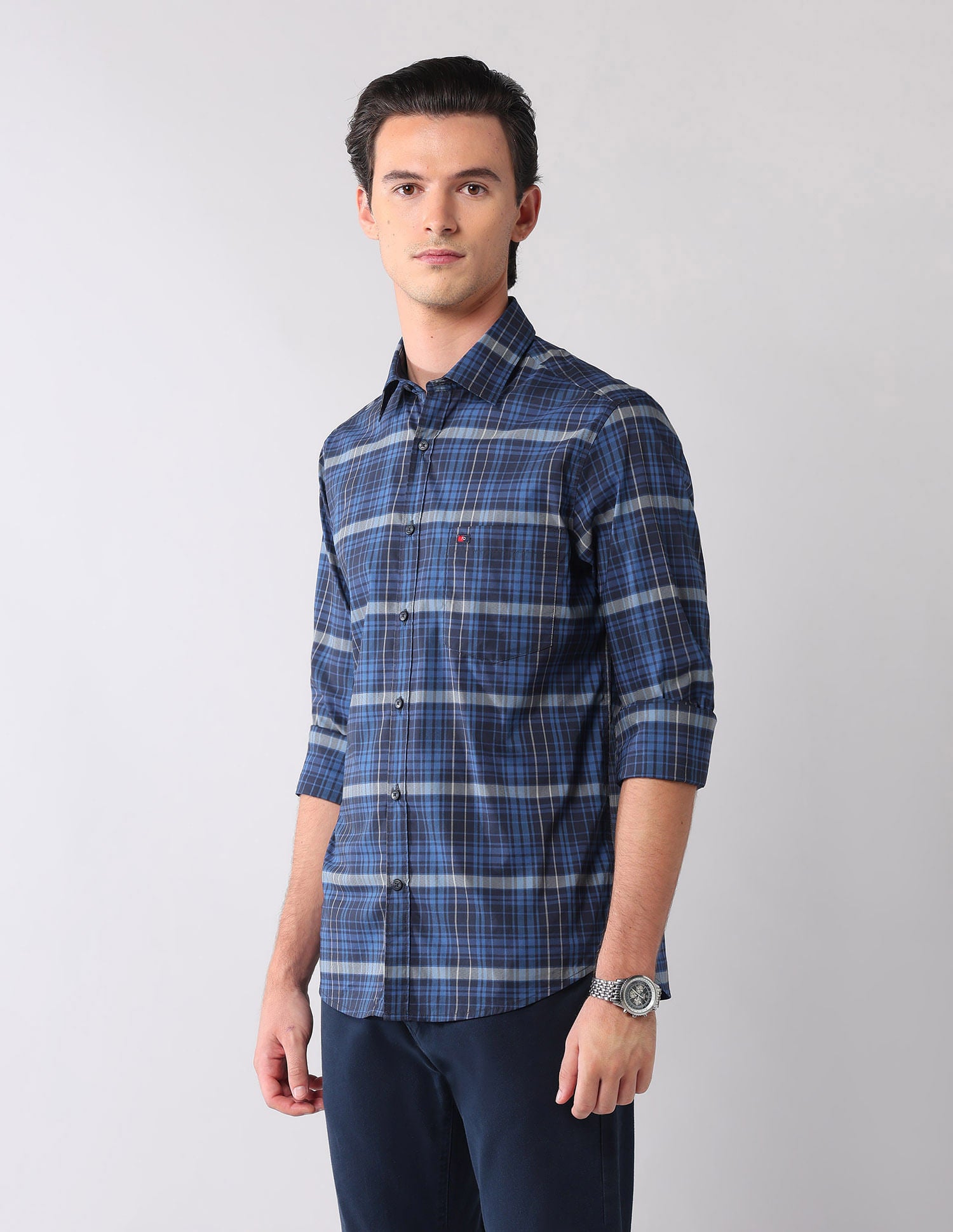 City Chronicles Modern Slim Fit Tartan Checked Shirt