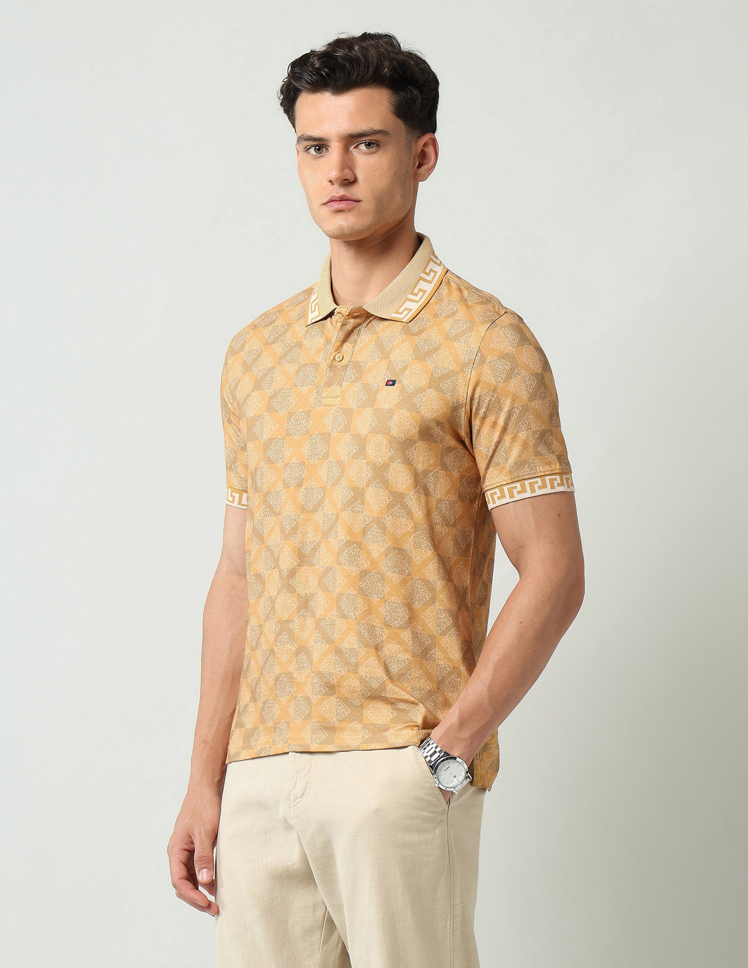 Style Edit Geometric Printed Slim Fit Polo Shirt
