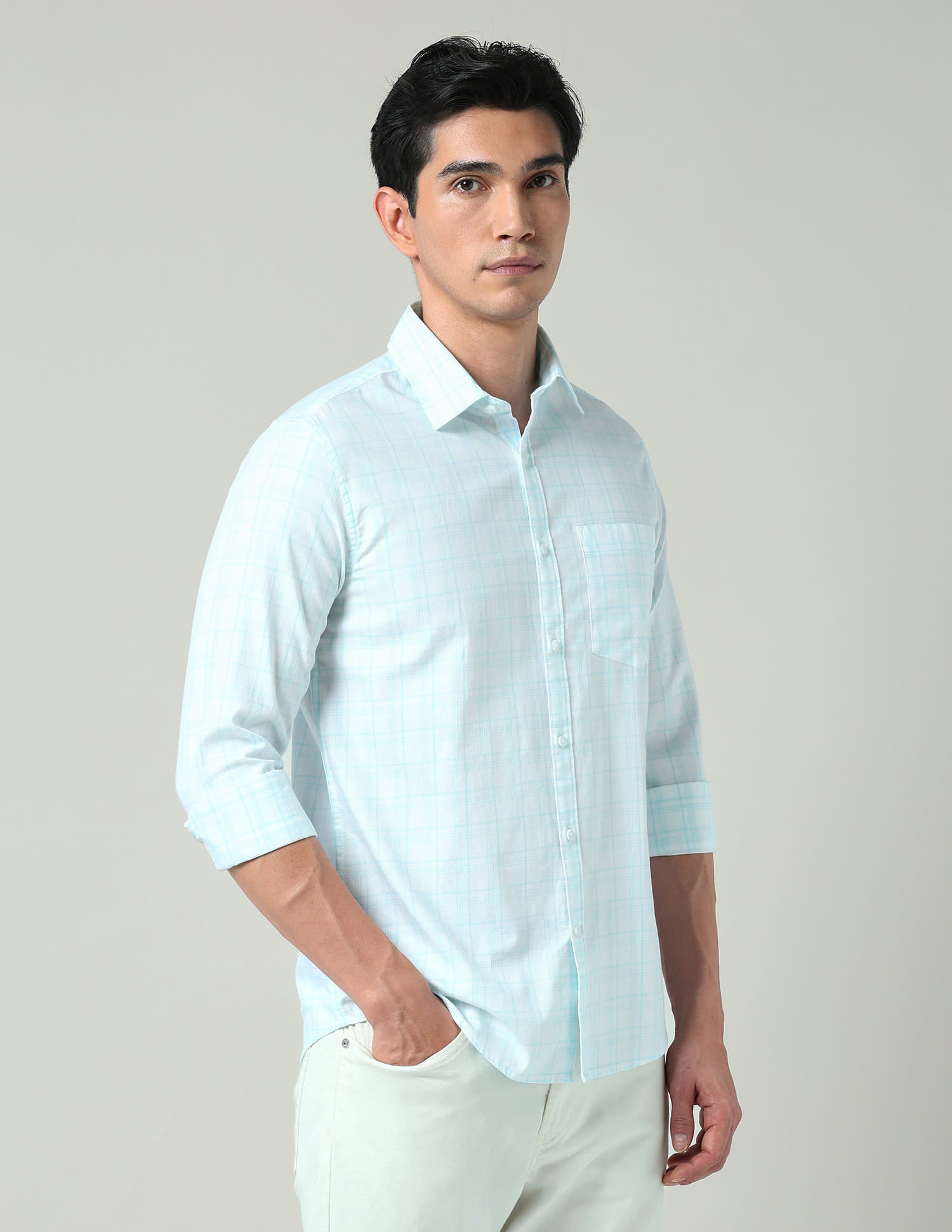 Contemporary Windowpane Checked Slim Fit Shirt