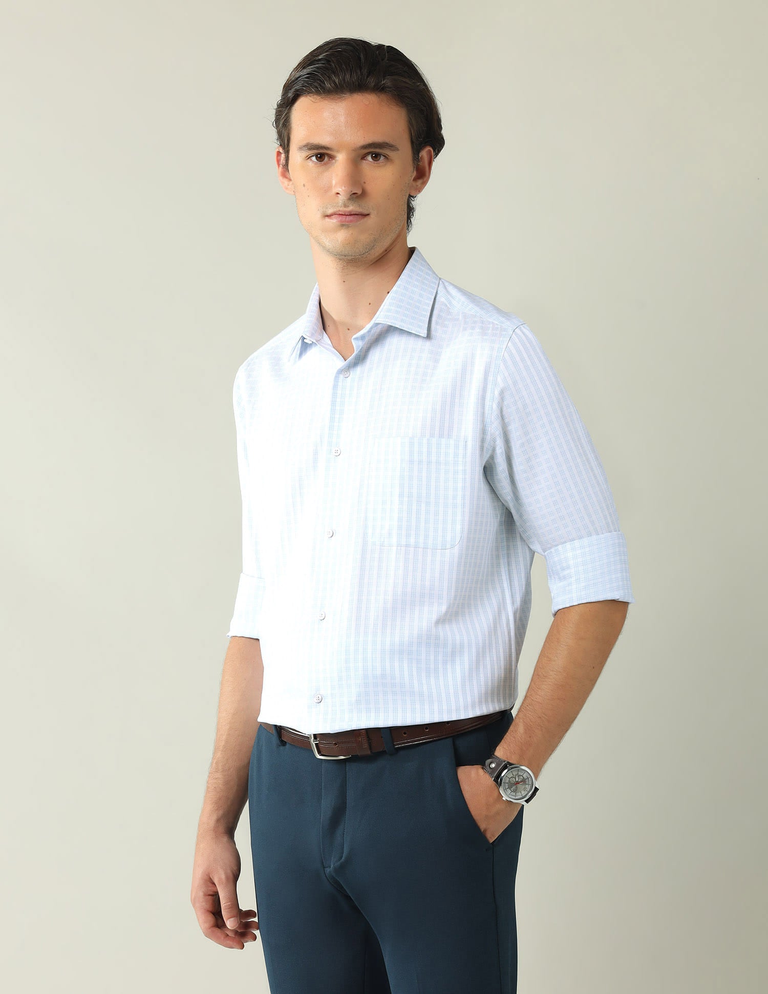 Wardrobe-Coded Regular Fit Vertical Striped Shirt