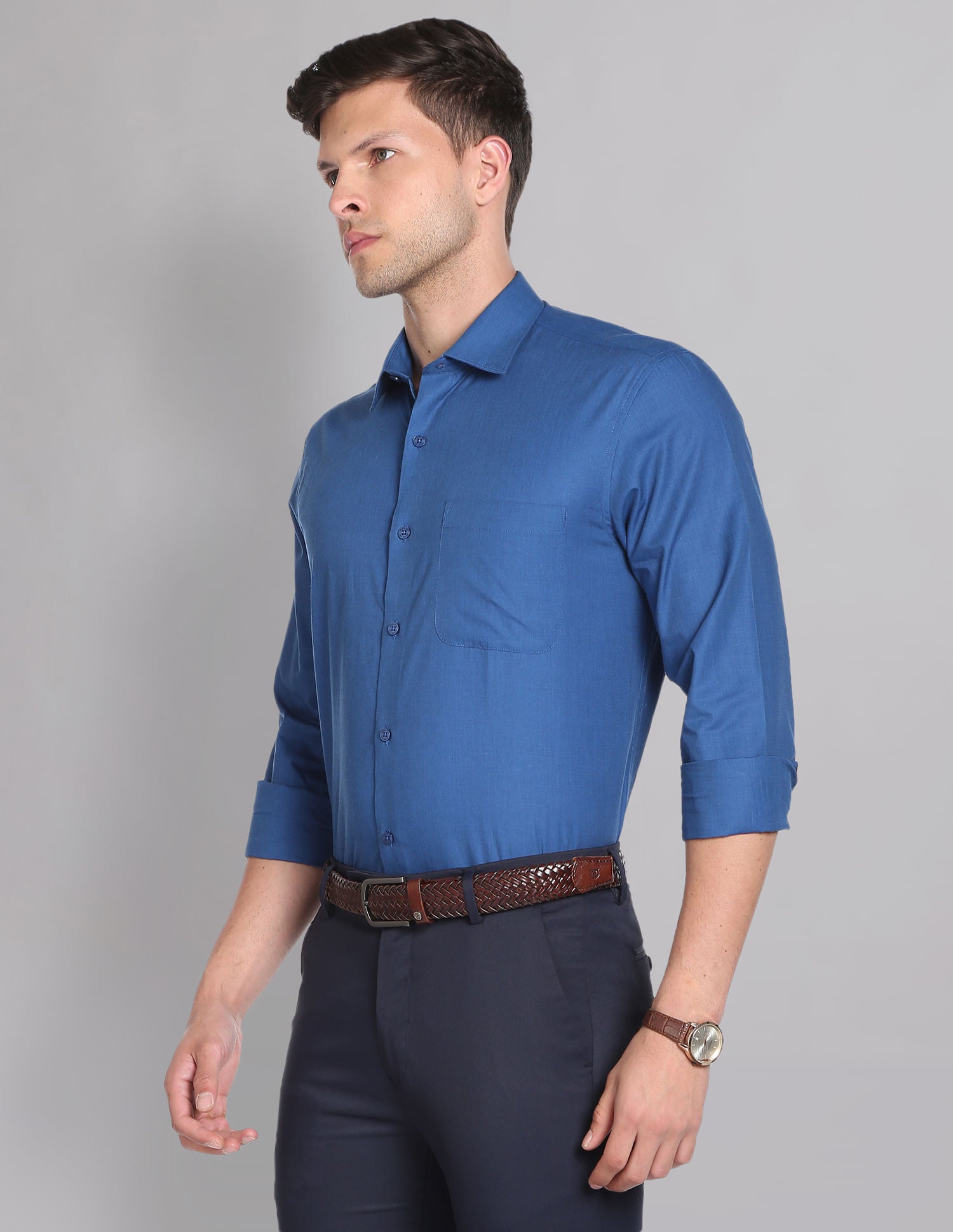 Power Heritage Solid Cotton Formal Shirt with Cutaway Collar