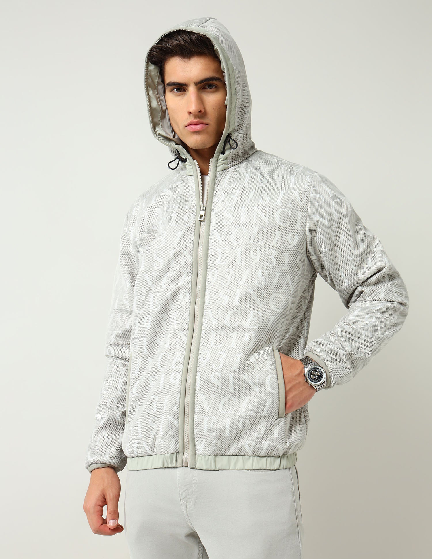 Modern Slim Fit Printed Padded Jacket