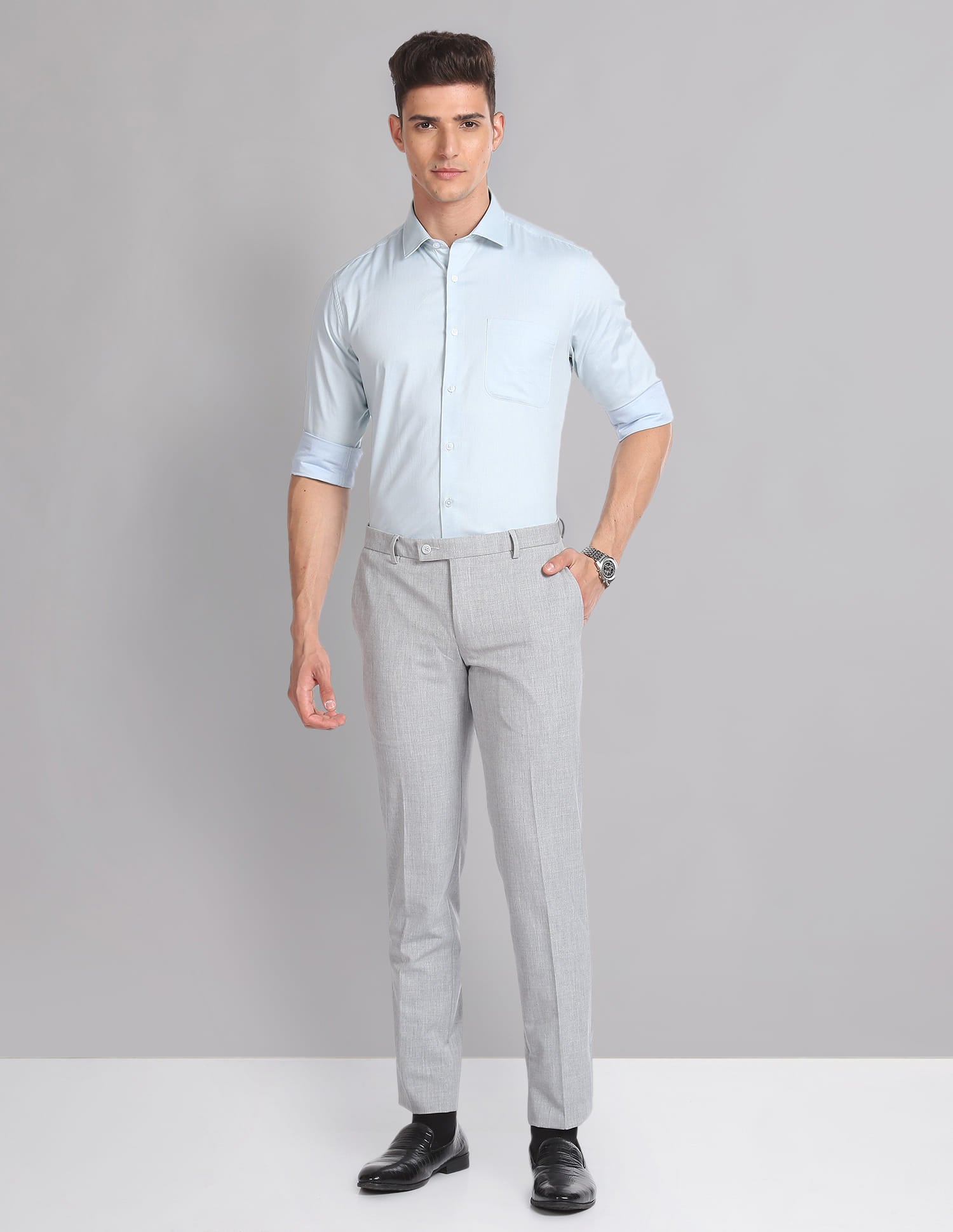 Heathered Smart Flex Formal Trousers