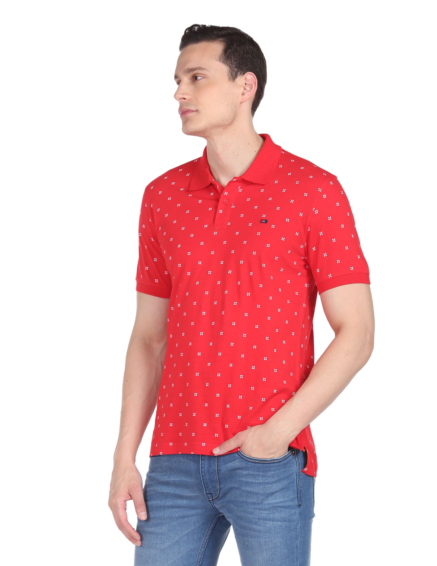 Daily Style Cotton Geometrical Print Polo Shirt
