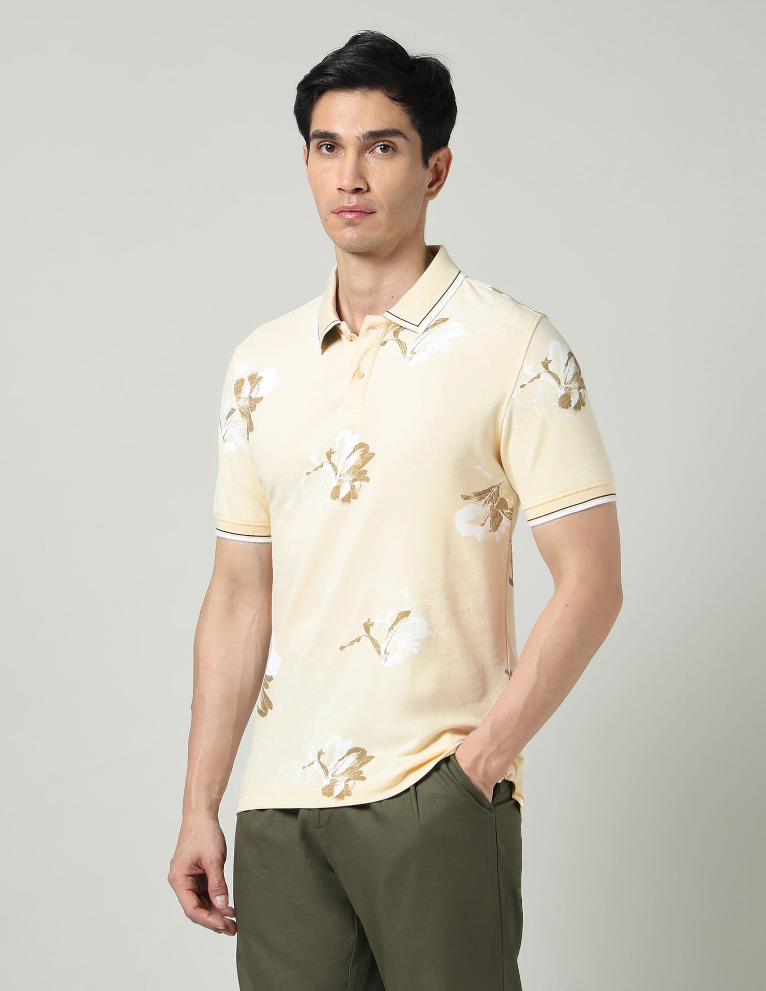 Vogue Fit Floral Printed Slim Fit Polo Shirt