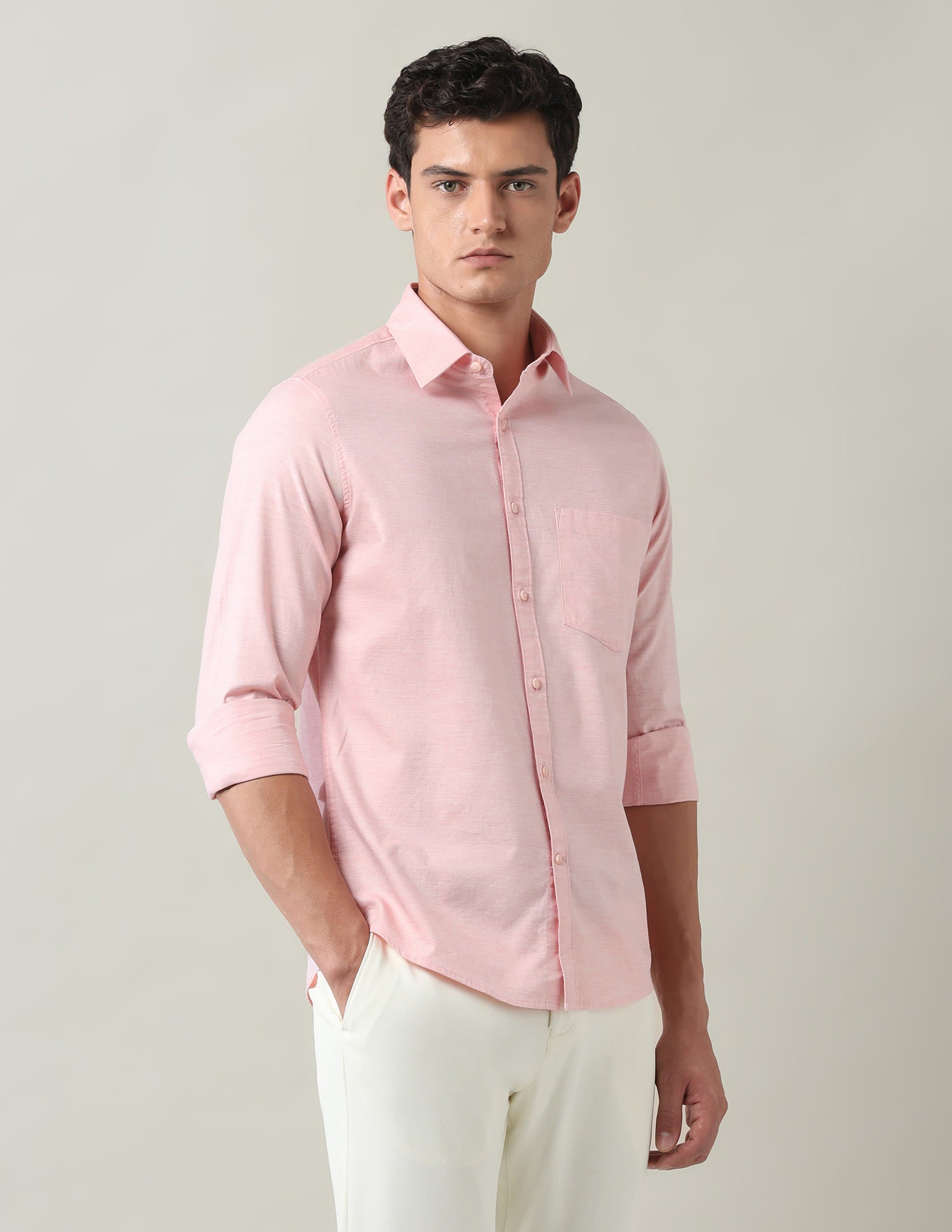 Solid Slim Fit Twill Shirt