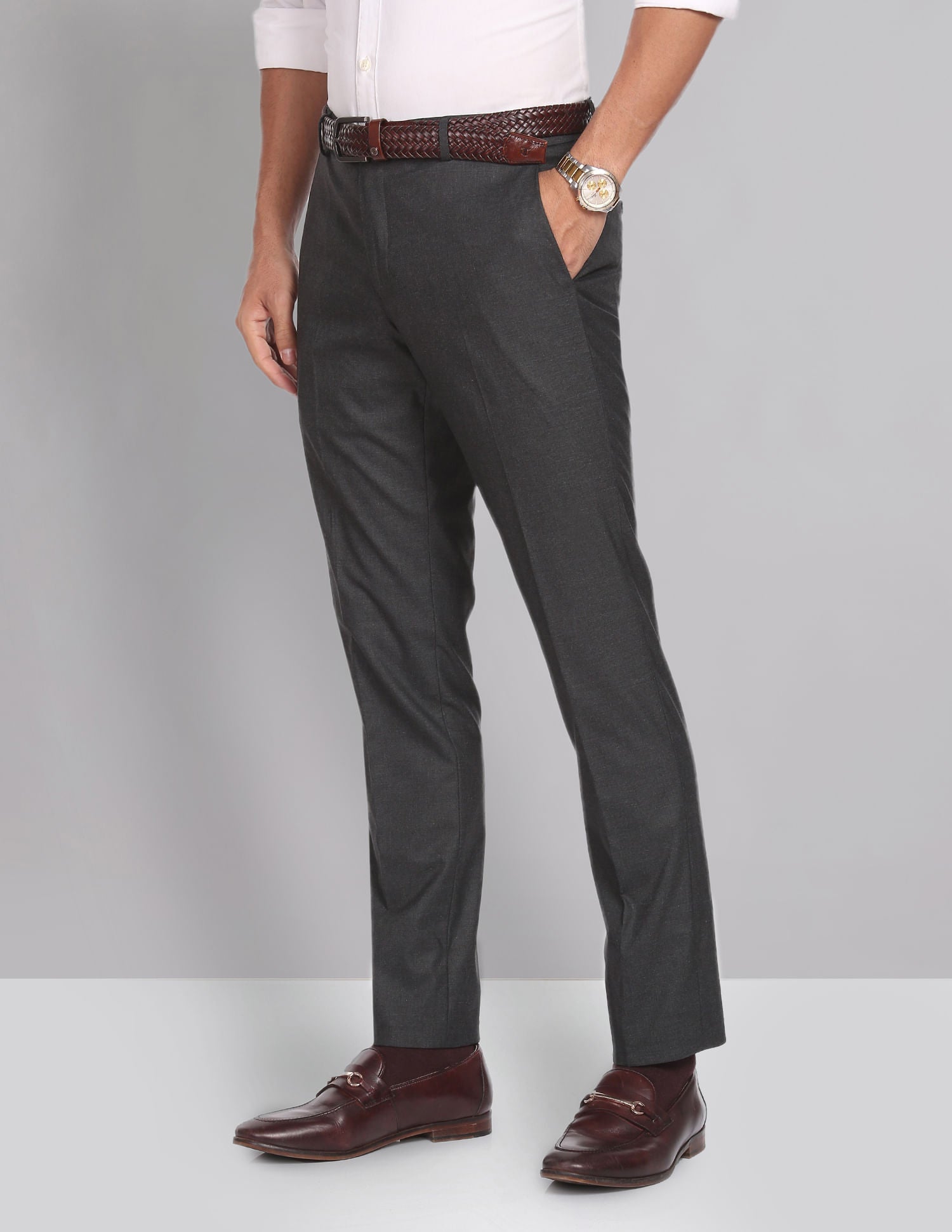 Stylish Smart Waist Heathered Formal Trousers