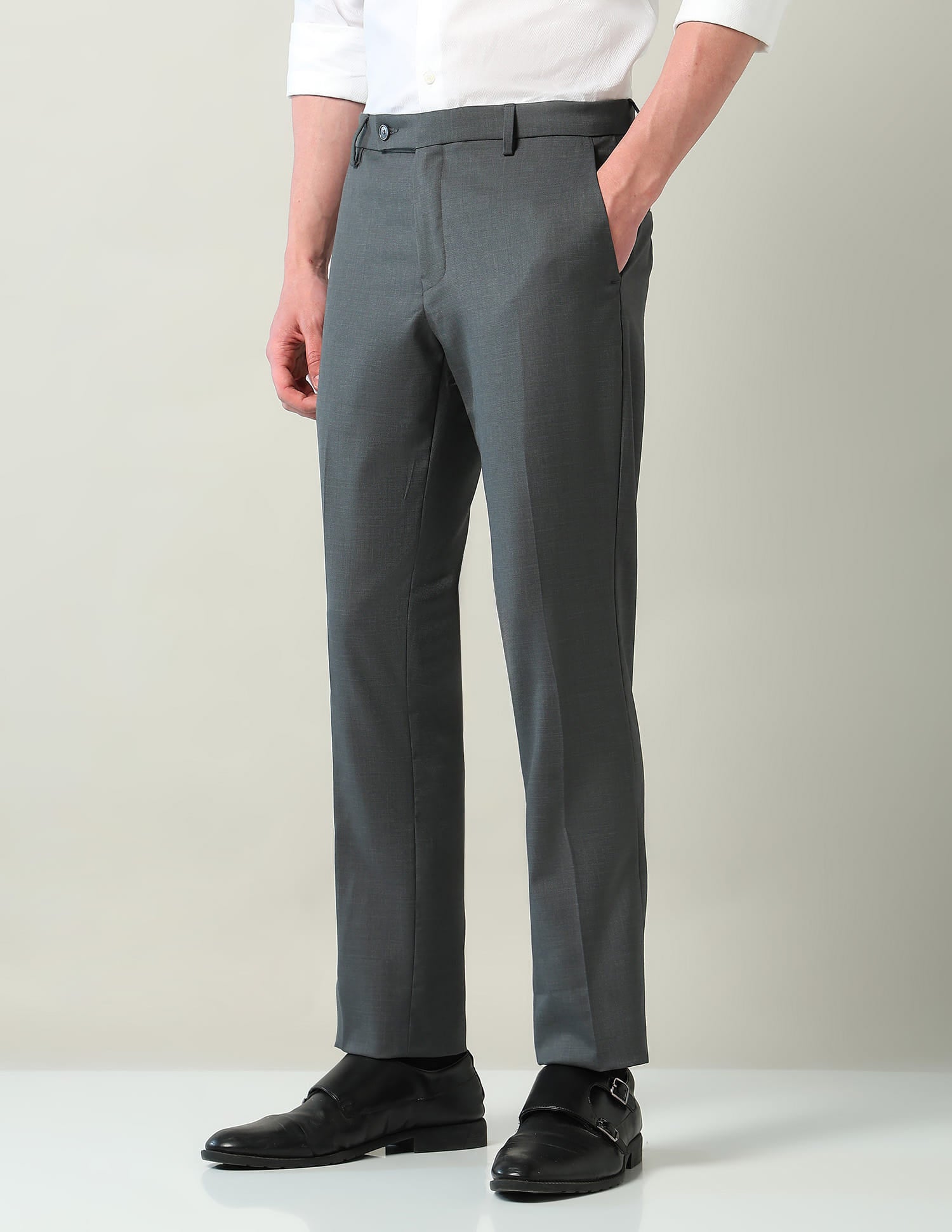Mid Rise Regular Fit Formal Trousers