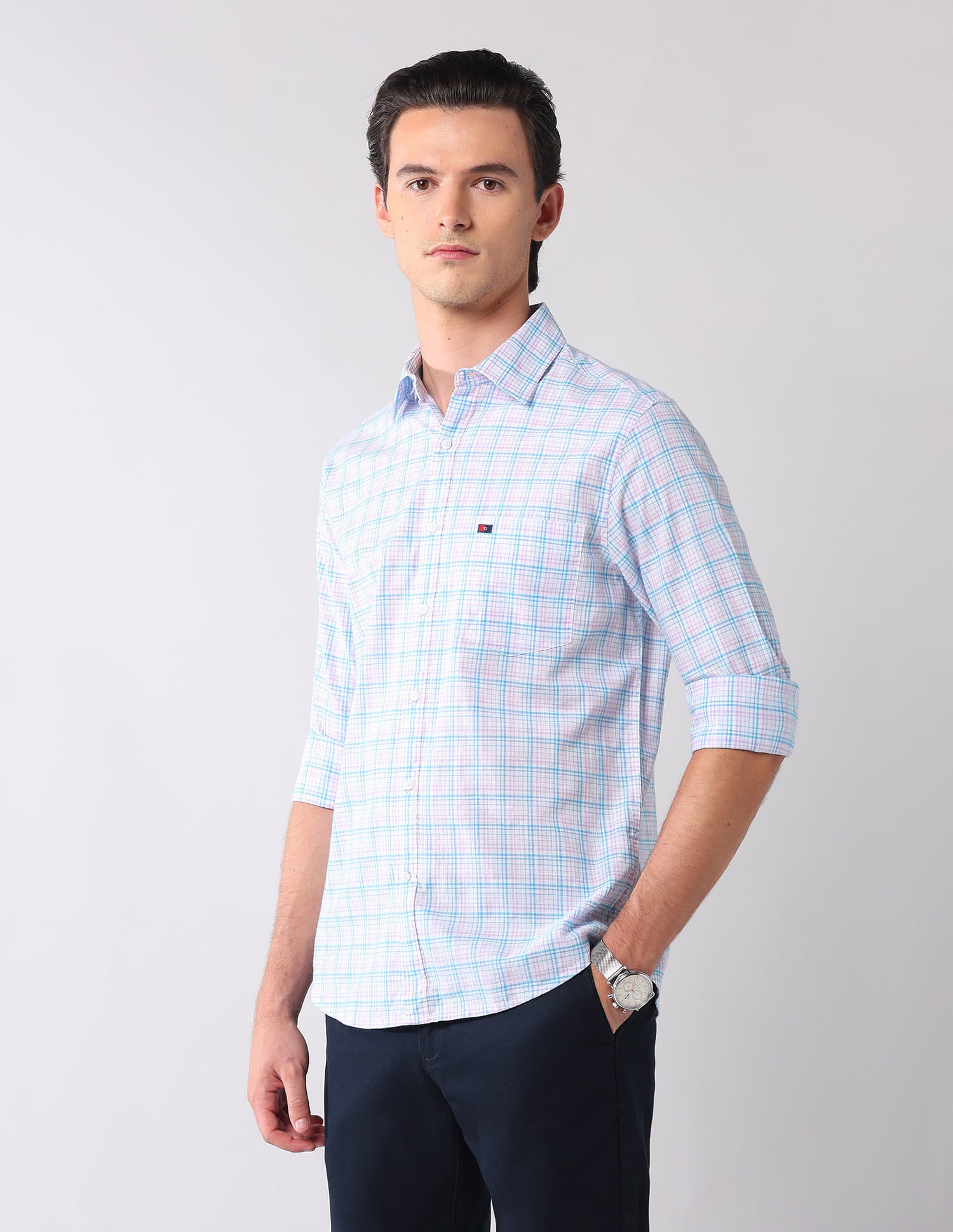 City Chronicles Modern Slim Fit Tartan Checked Shirt