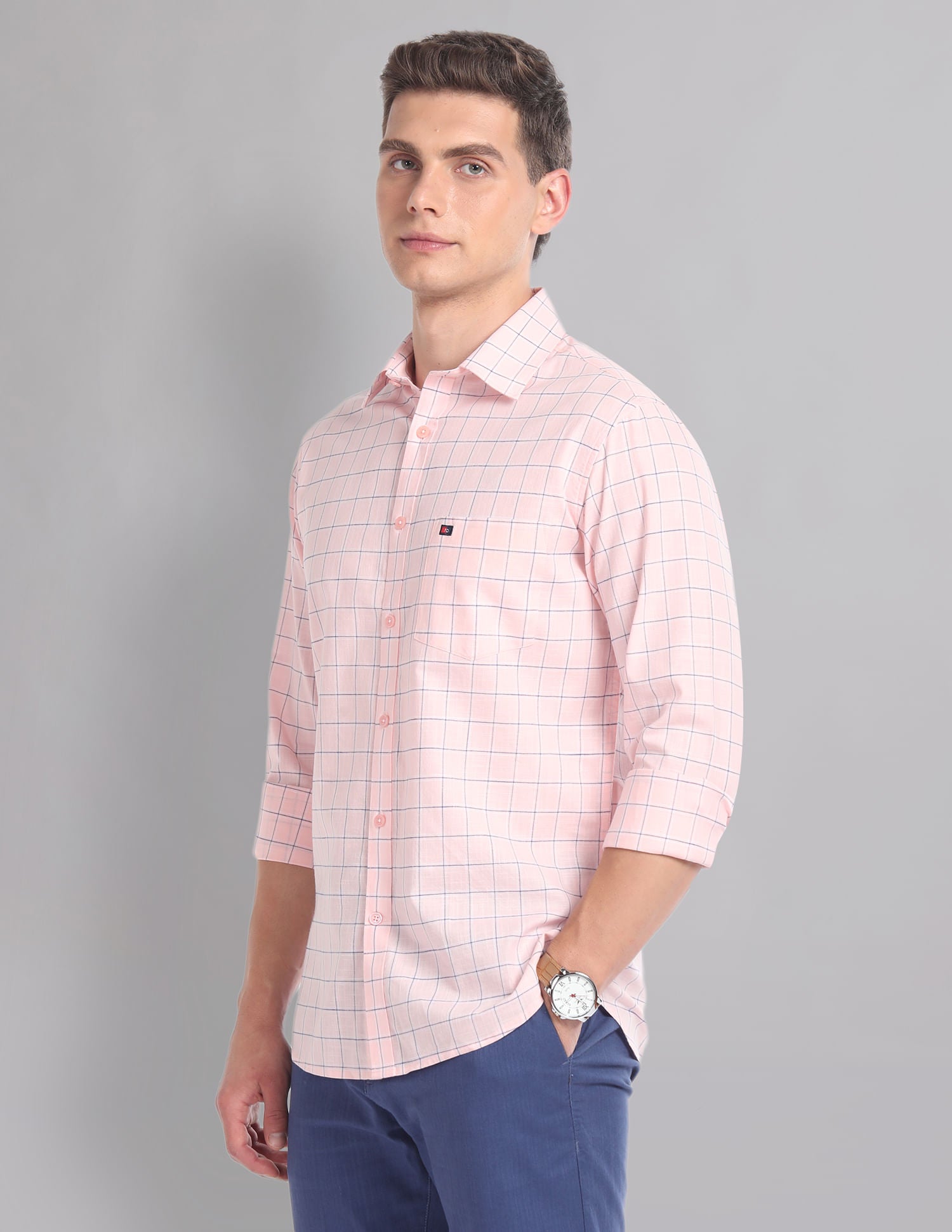 Modern-Edged Tartan Check Cotton Summer Shirt