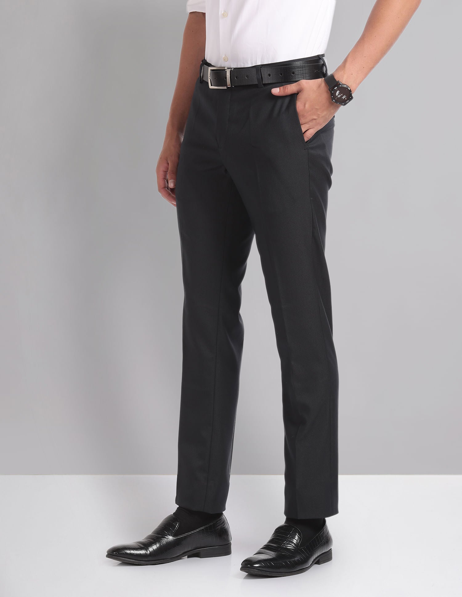 Classic Slim Fit Dobby Formal Trousers