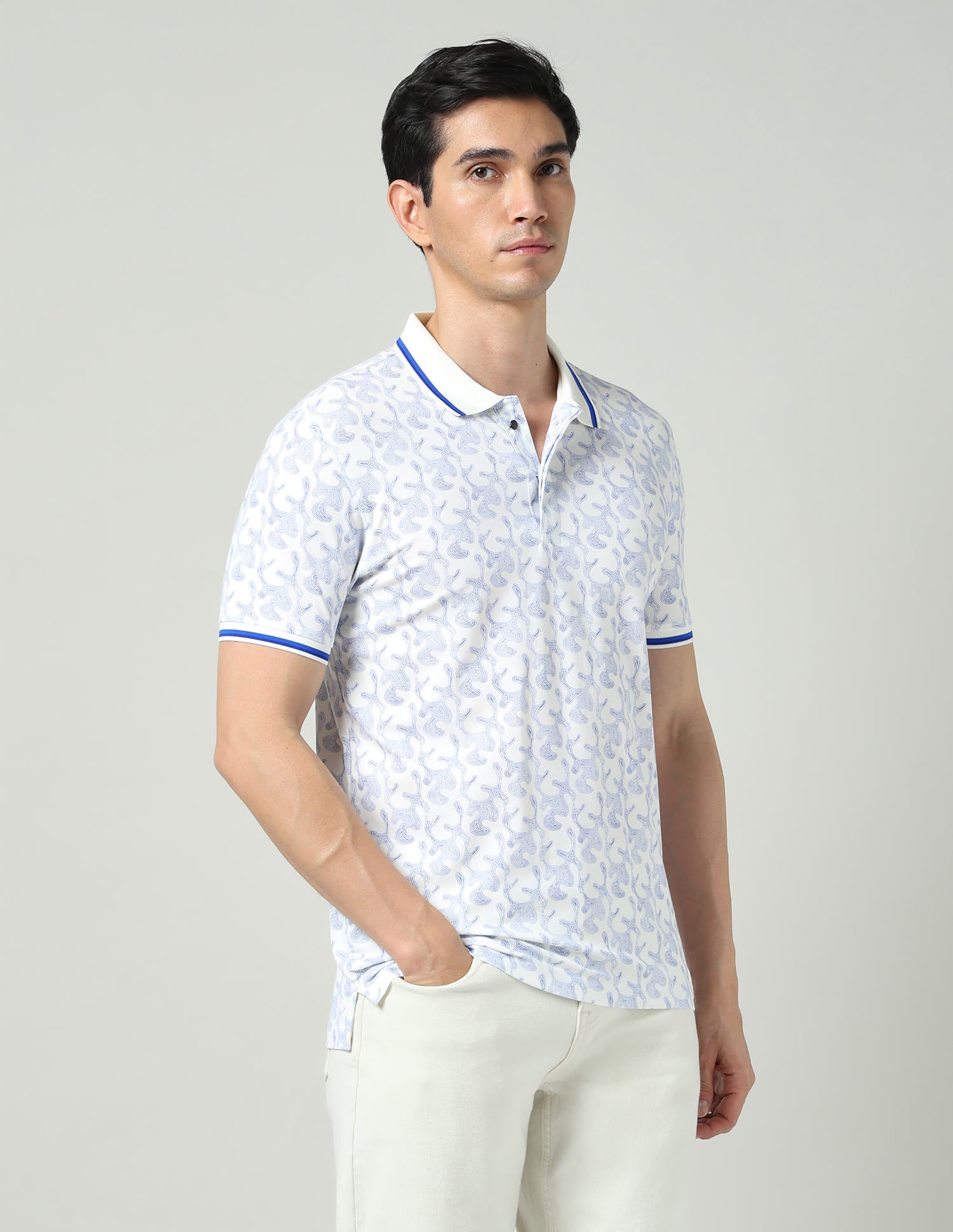 Vintage Cool Geometric Print Slim Fit Polo Shirt