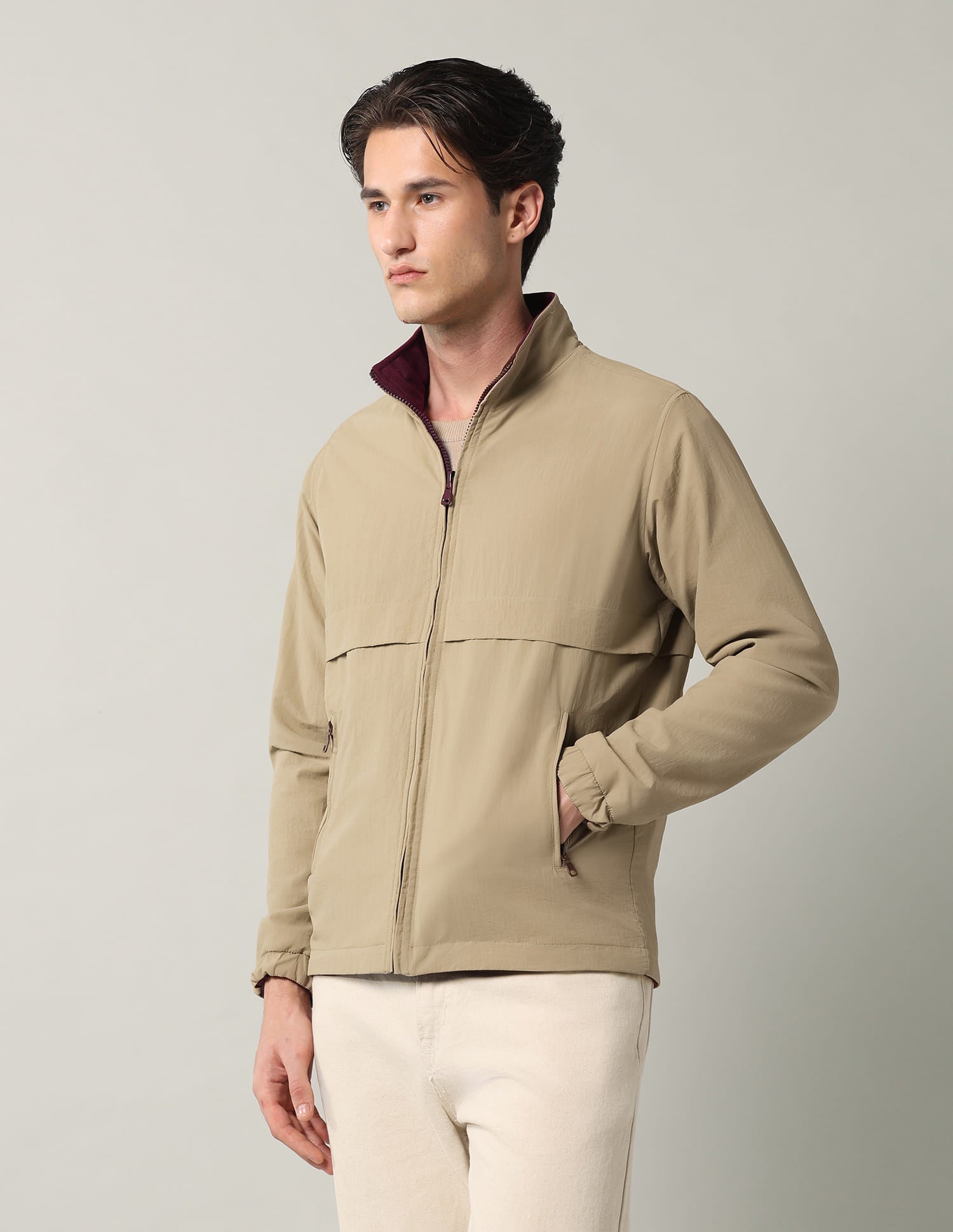 Solid Regular Fit Reversible Jacket