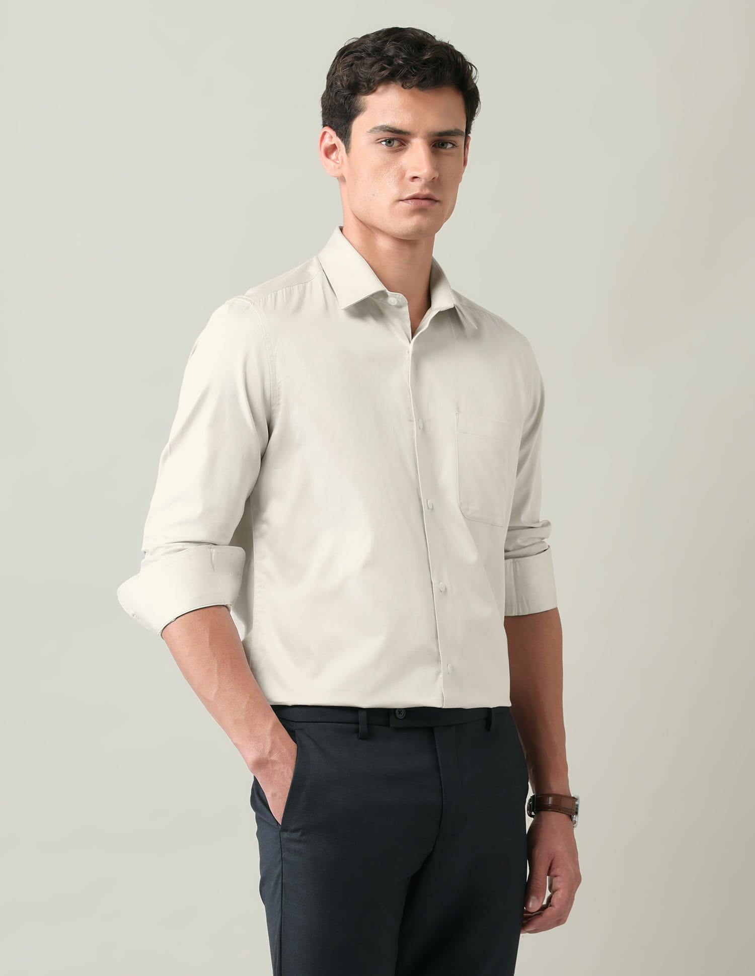 Solid Regular Fit Satin Shirt