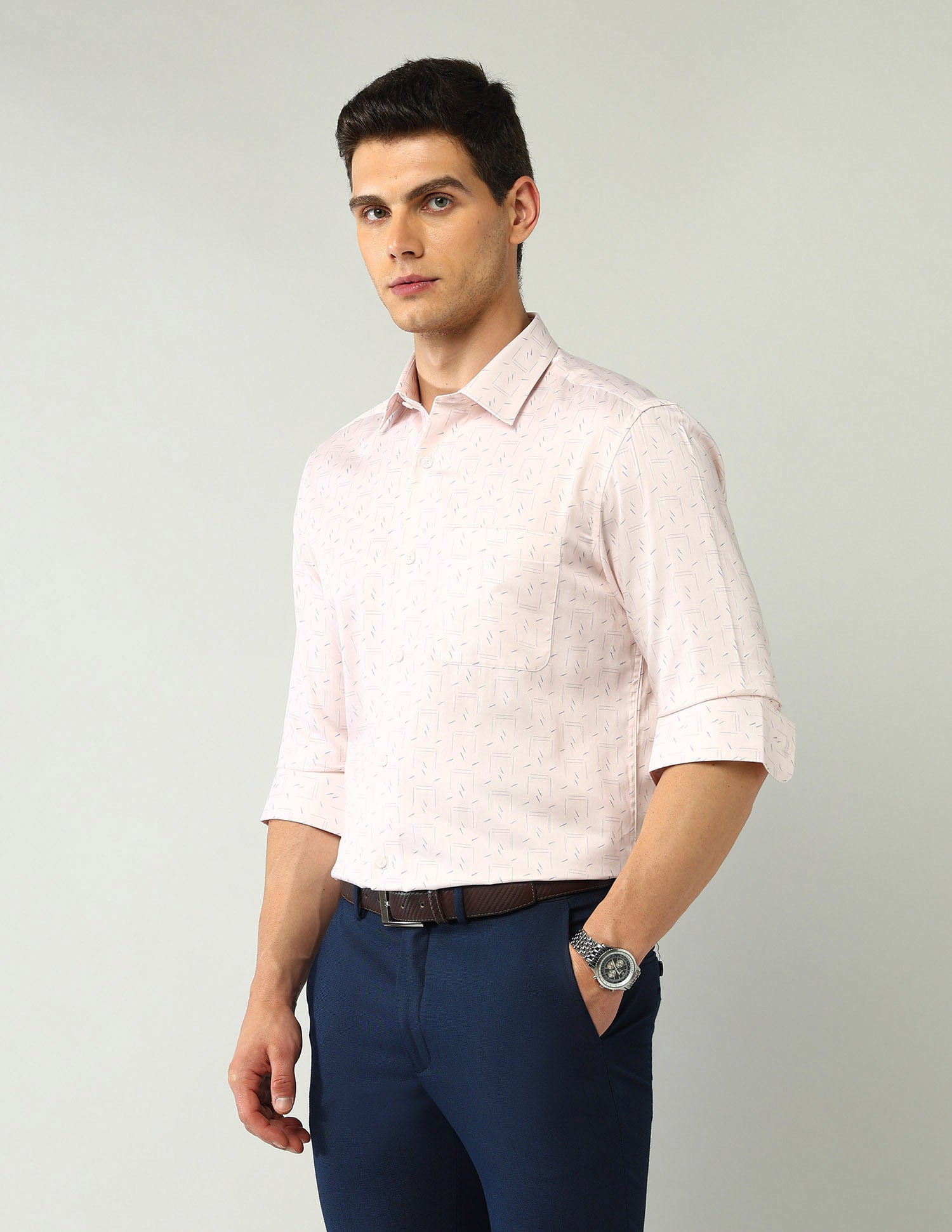 Wardrobe-Coded Regular Fit Vertical Striped Shirt