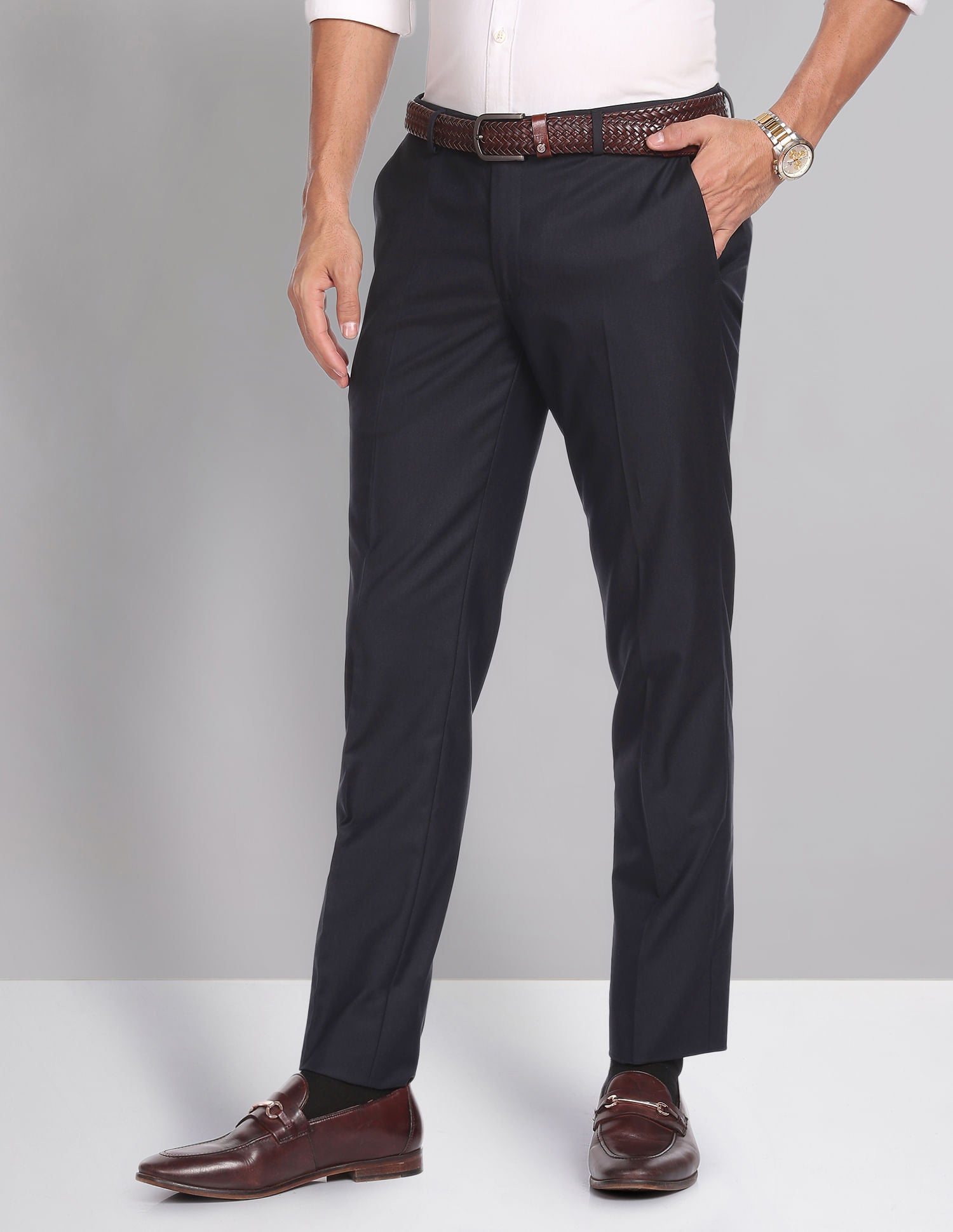 Smart Waist Solid Formal Trousers
