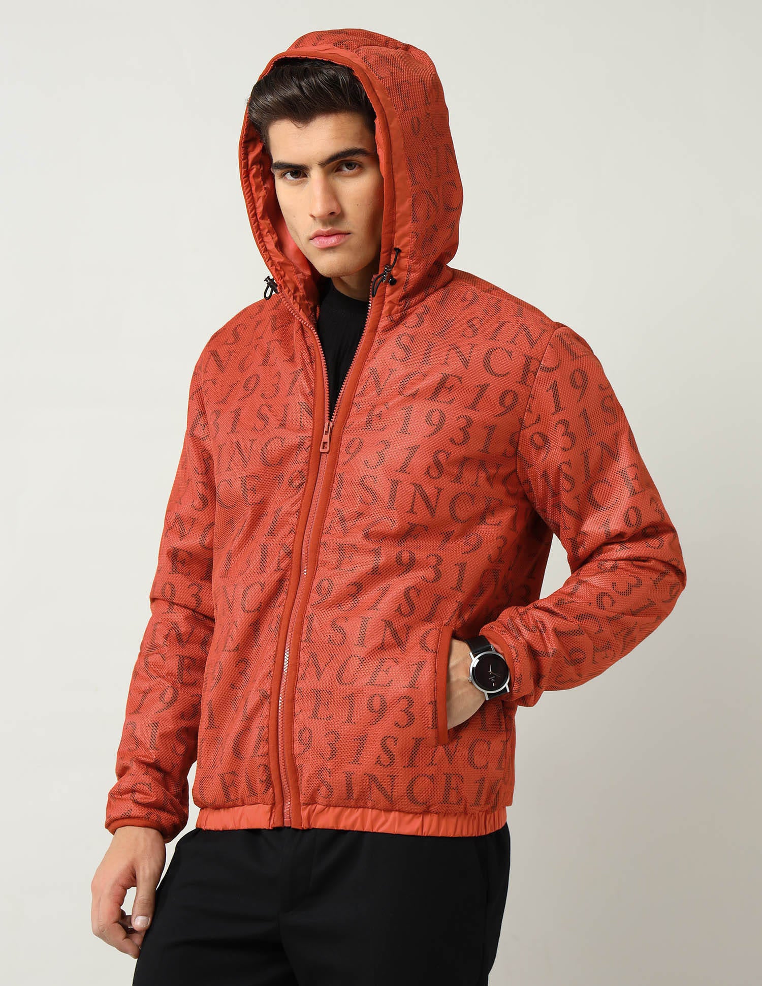 Modern Slim Fit Printed Padded Jacket