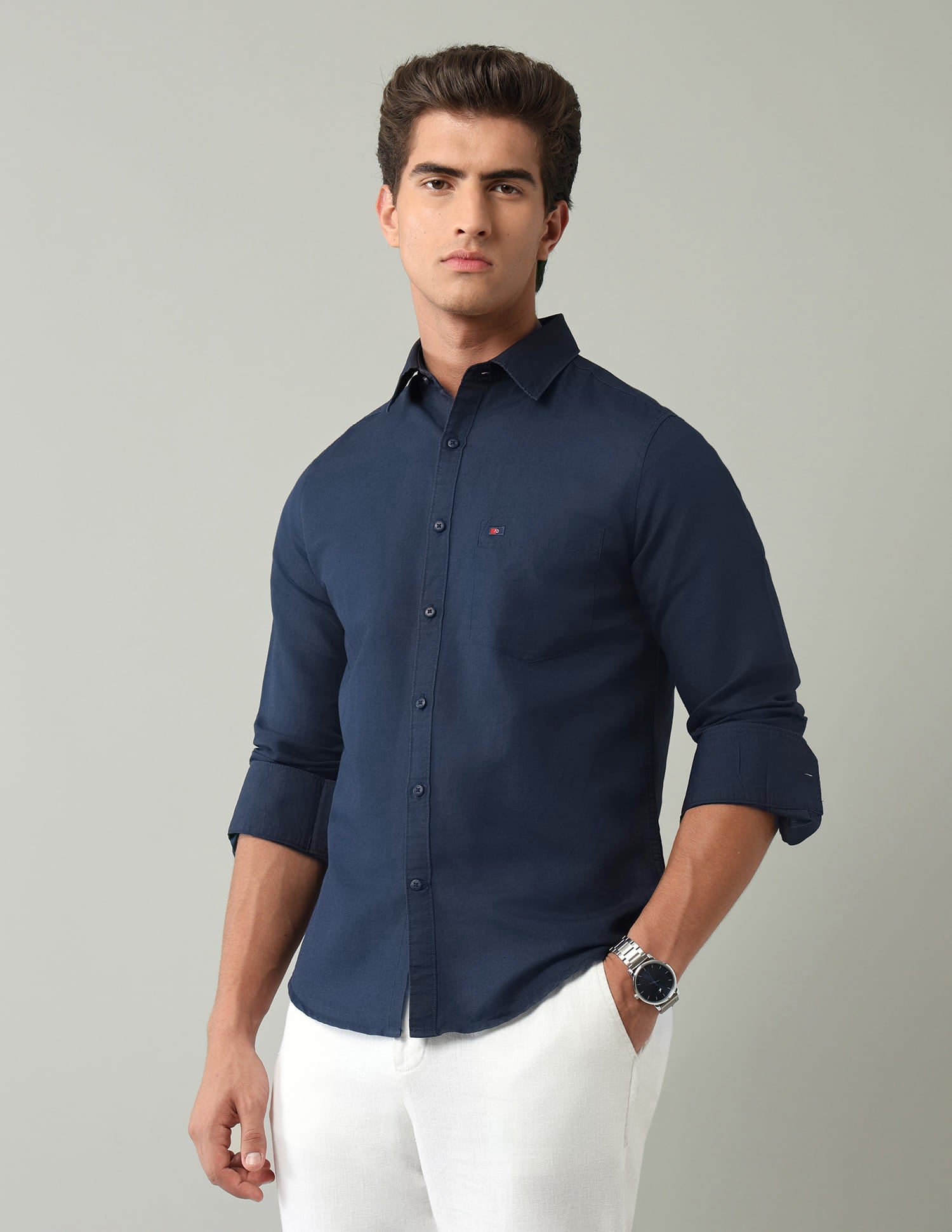 Blue Solid Modern Slim Fit Shirt